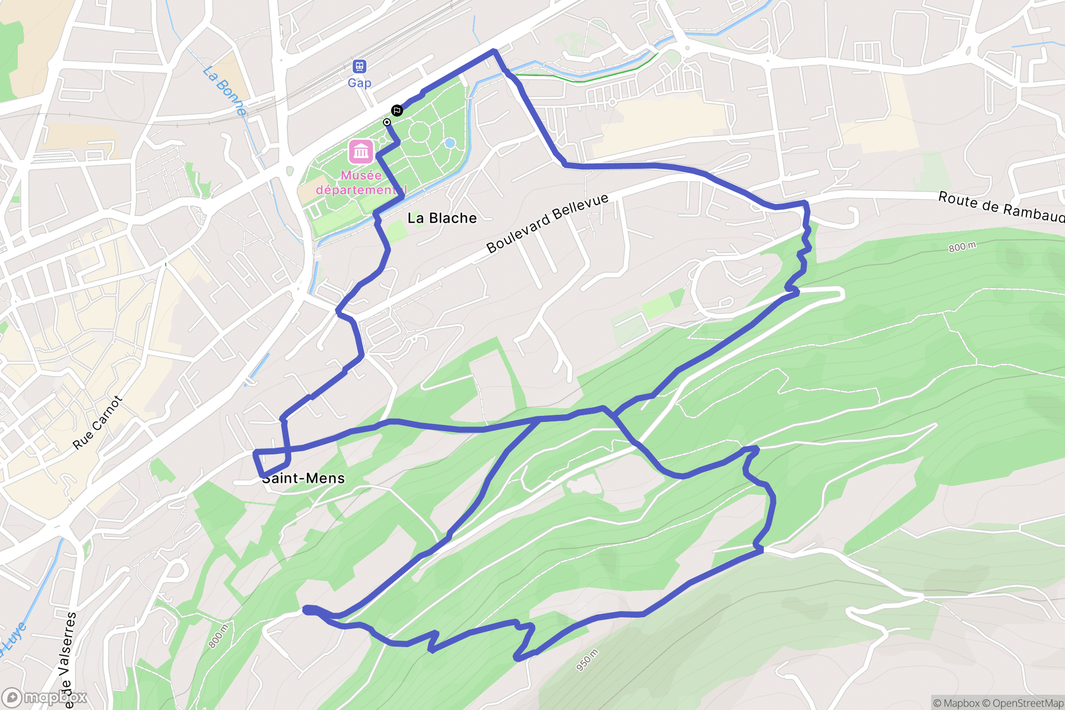 Gap : carte du parcours de randonnée - France
