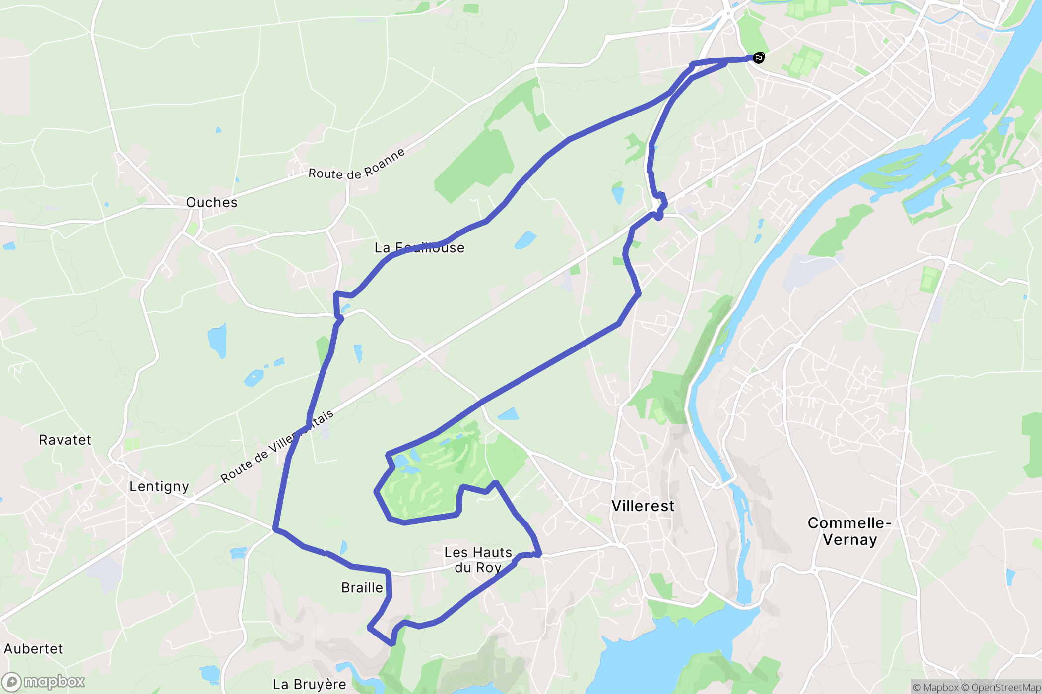 Roanne : carte du parcours de randonnée - France