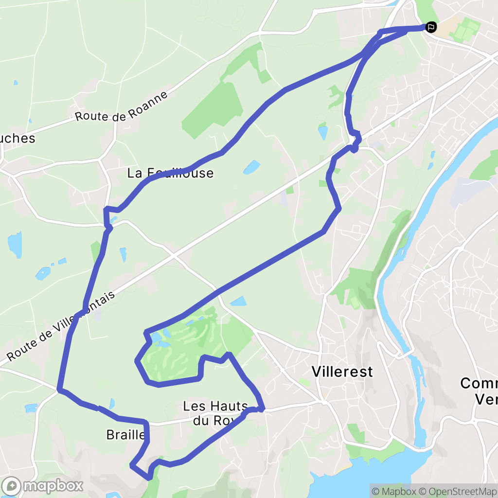 Roanne : carte du parcours de randonnée - France