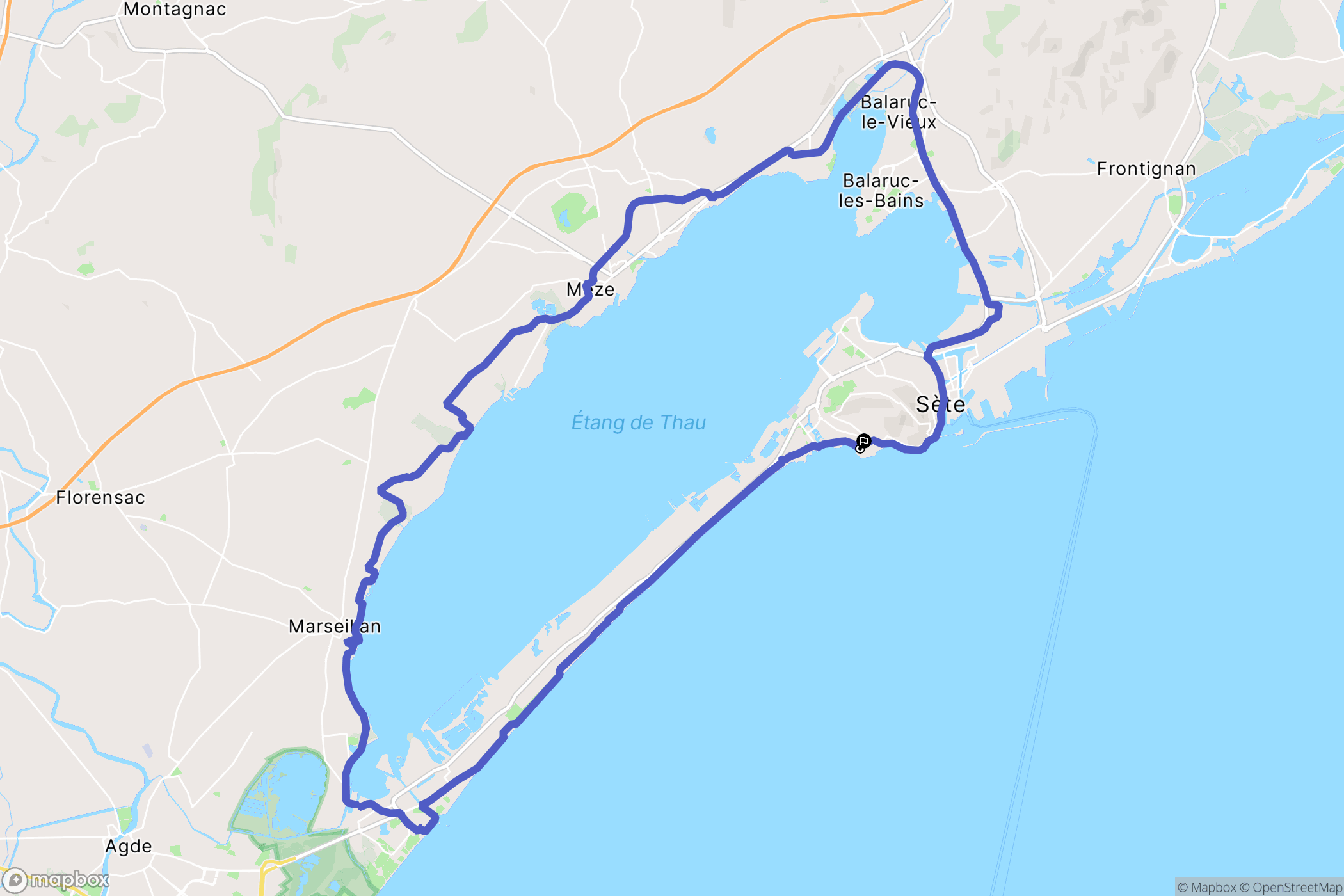 Sète : carte du parcours de randonnée - France