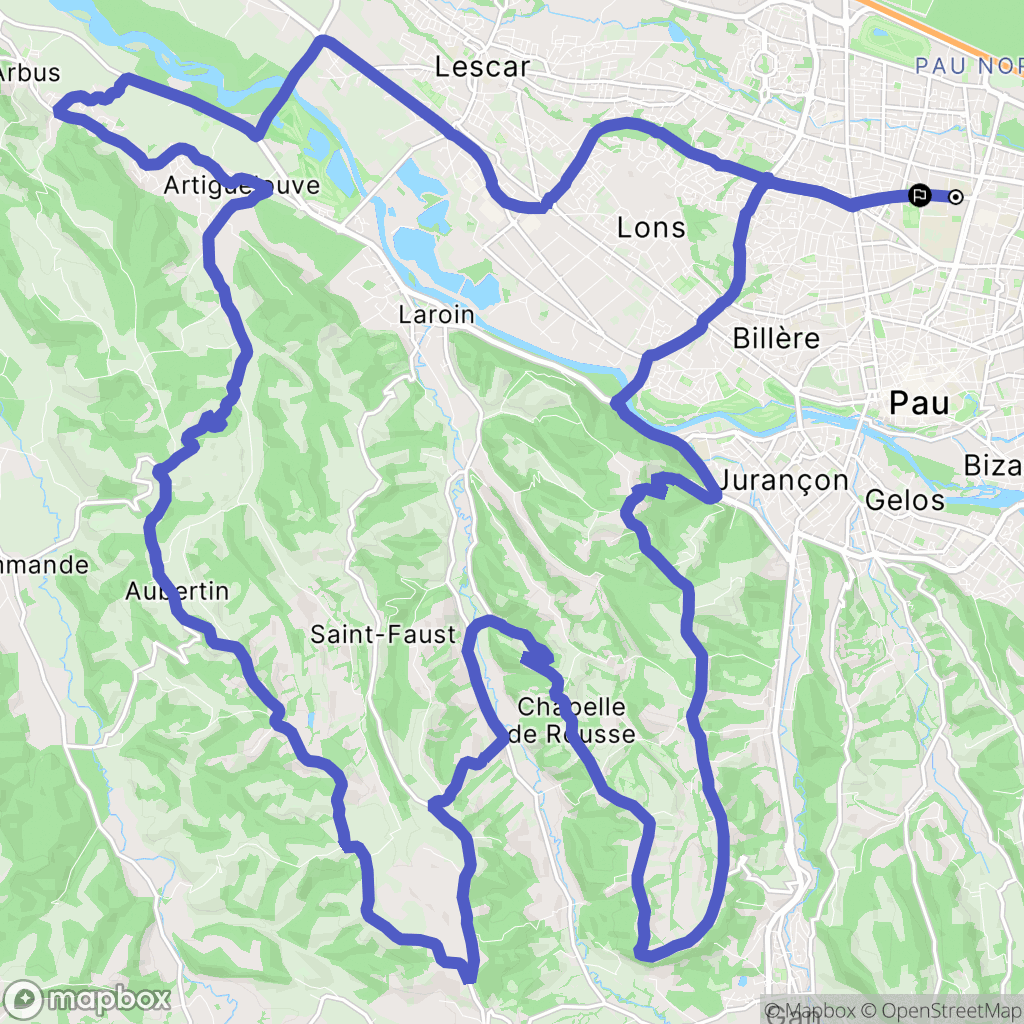 Pau : carte du parcours de randonnée - France