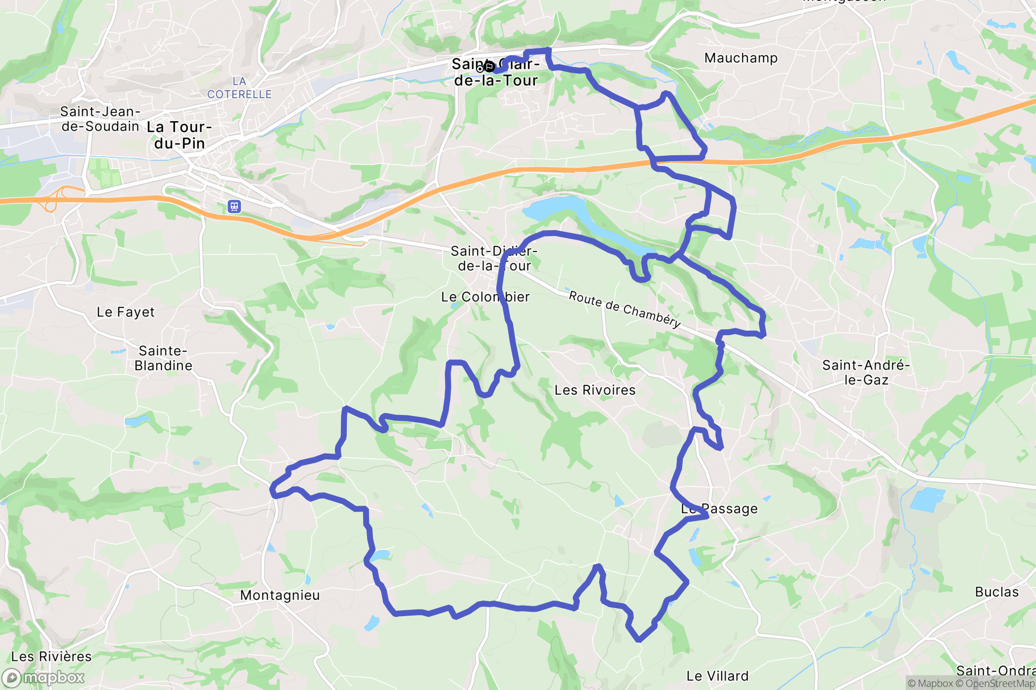 Saint-Clair-de-la-Tour : carte du parcours de randonnée - France