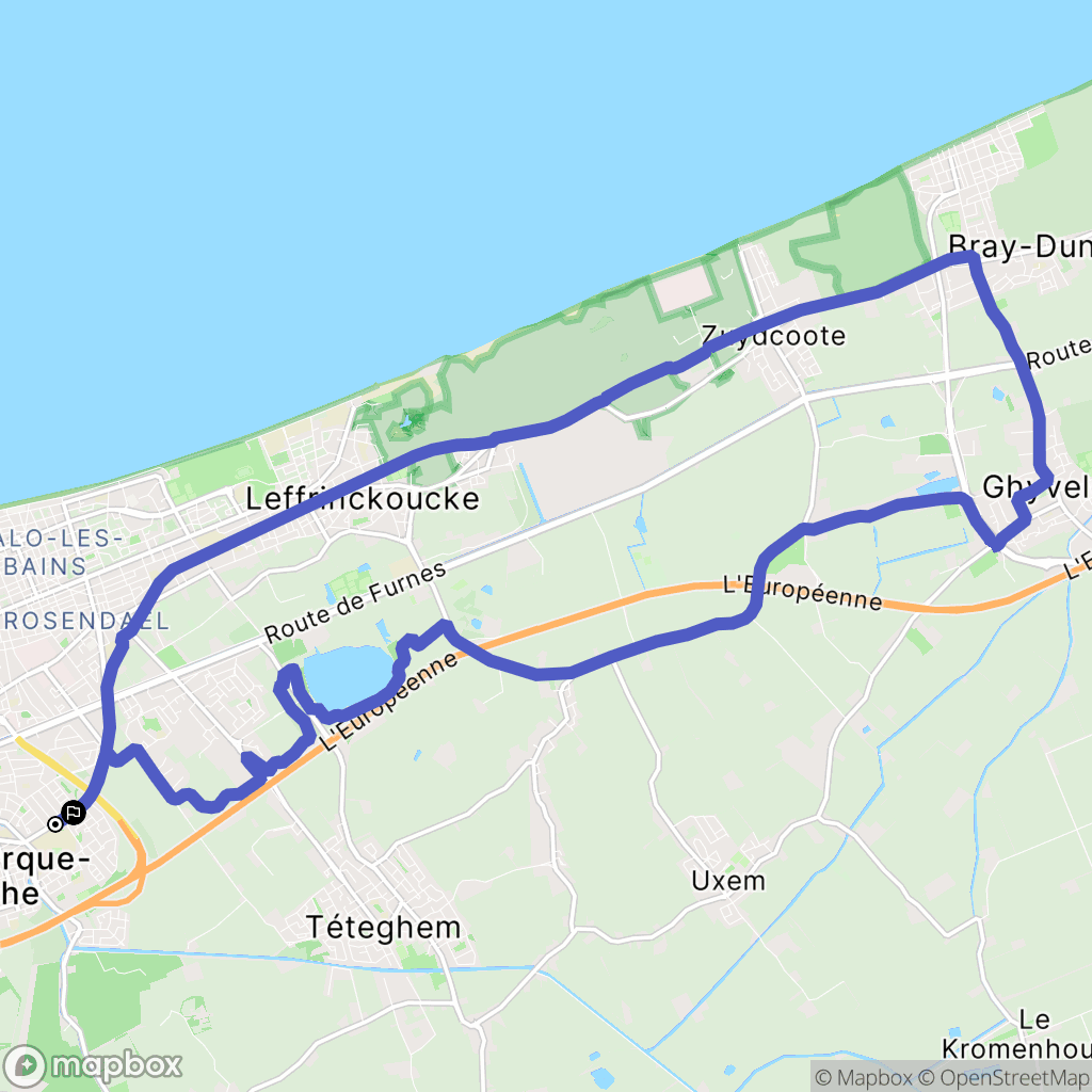 Coudekerque-Branche : carte du parcours de randonnée - France