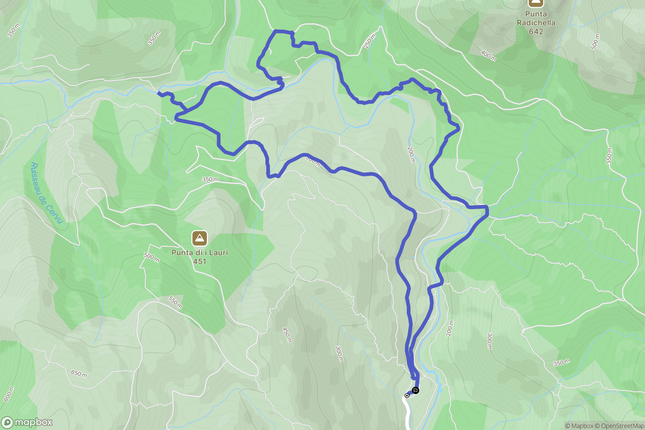 Zonza : carte du parcours de randonnée - France