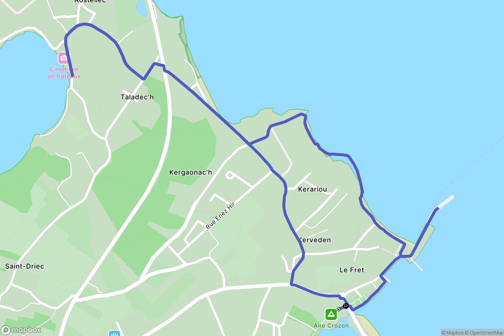 Crozon : carte du parcours de randonnée - France