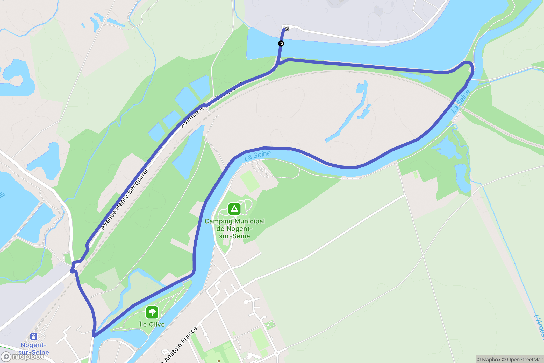 Nogent-sur-Seine : carte du parcours de randonnée - France