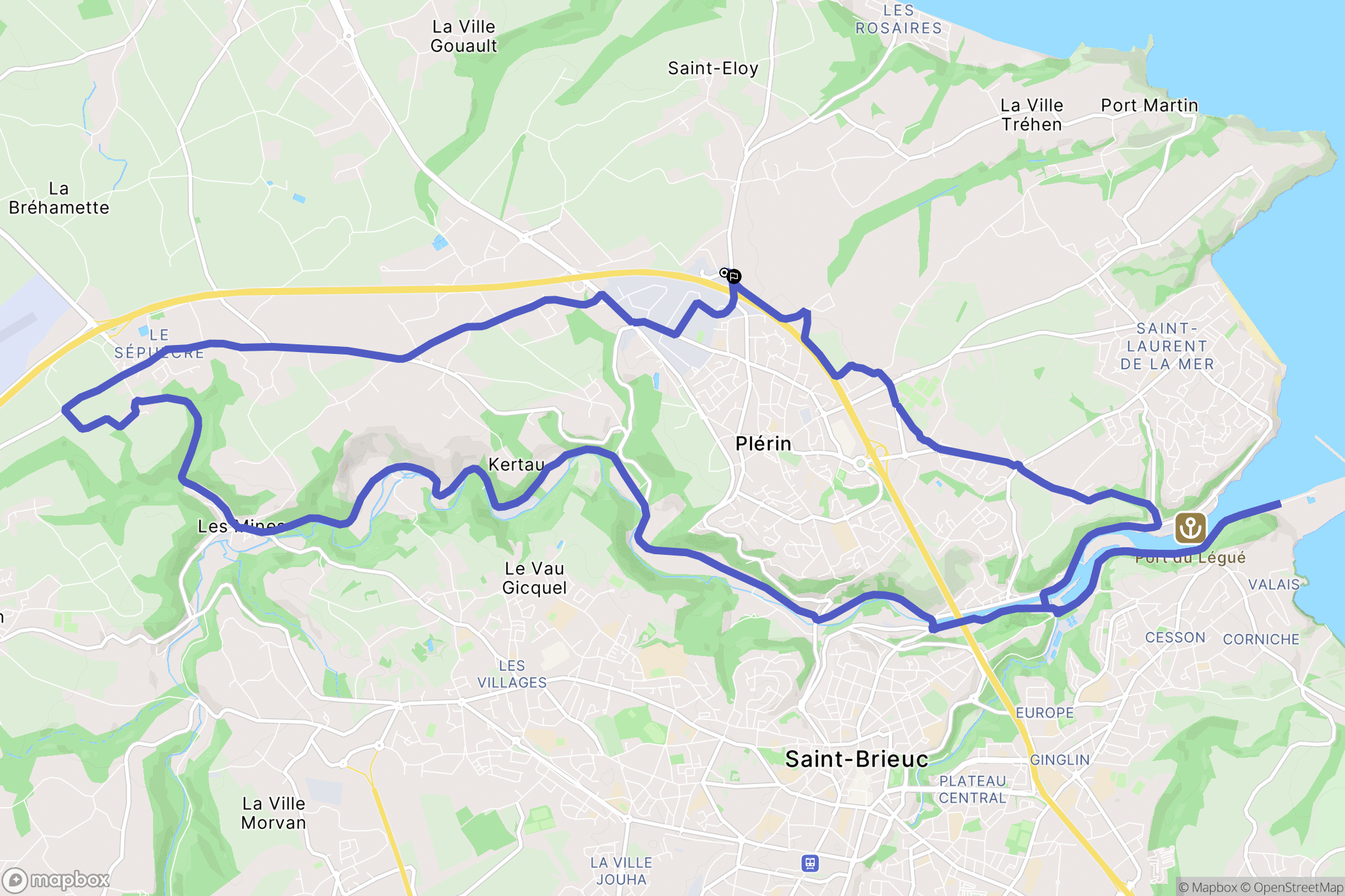Plérin : carte du parcours de randonnée - France