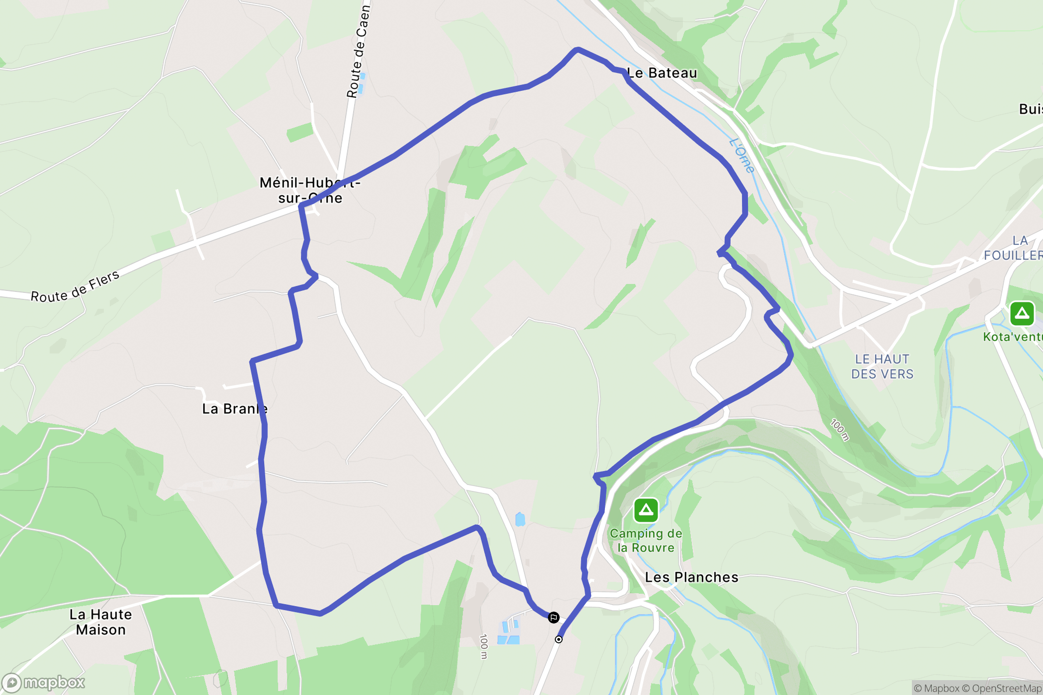 Ménil-Hubert-sur-Orne : carte du parcours de randonnée - France