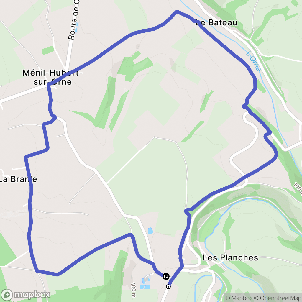 Ménil-Hubert-sur-Orne : carte du parcours de randonnée - France