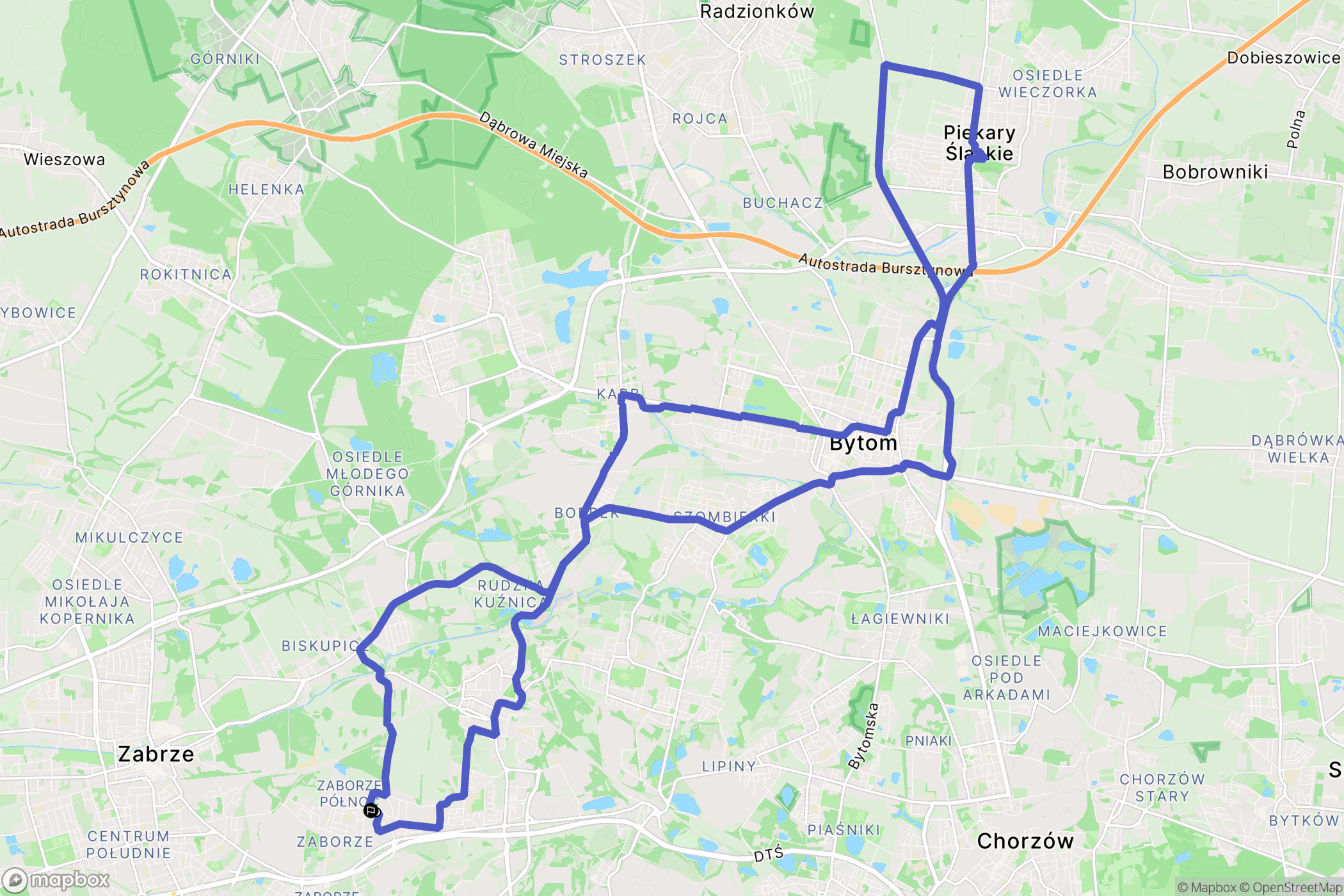 Zabrze: mapa trasy - Poland