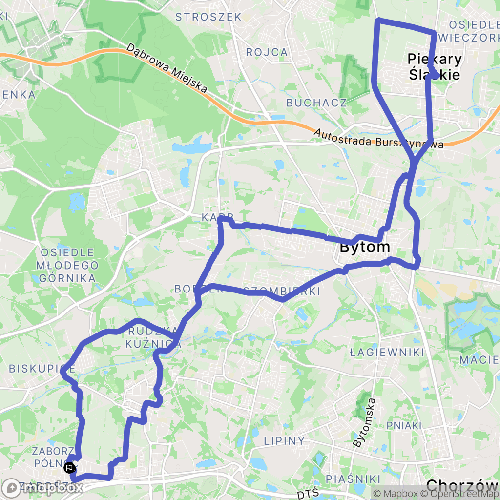 Zabrze: mapa trasy - Poland