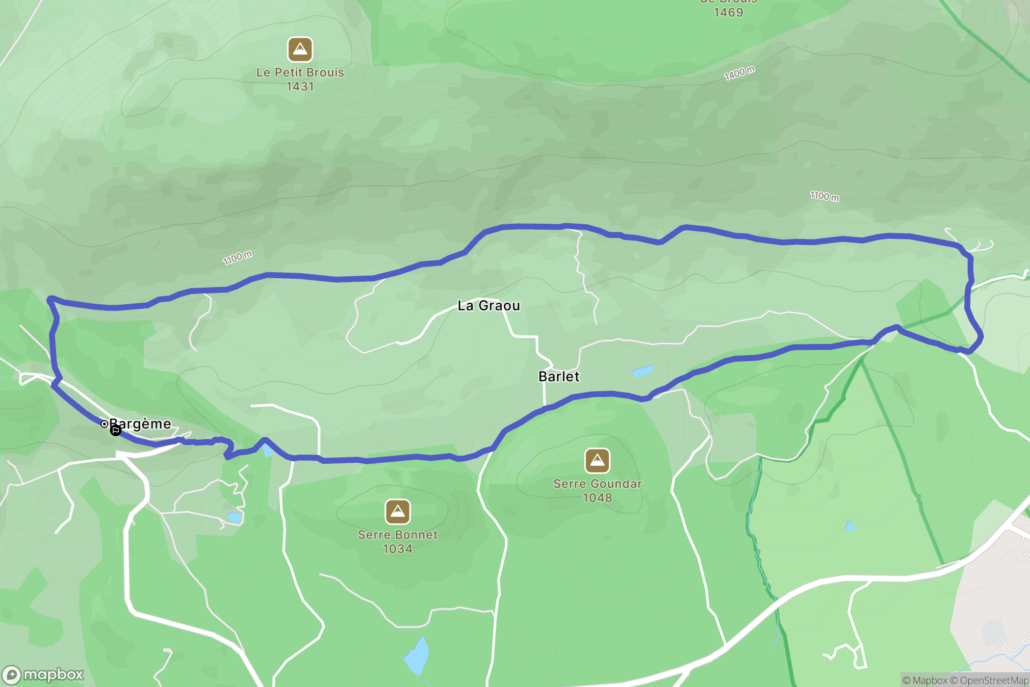 Bargème : carte du parcours de randonnée - France