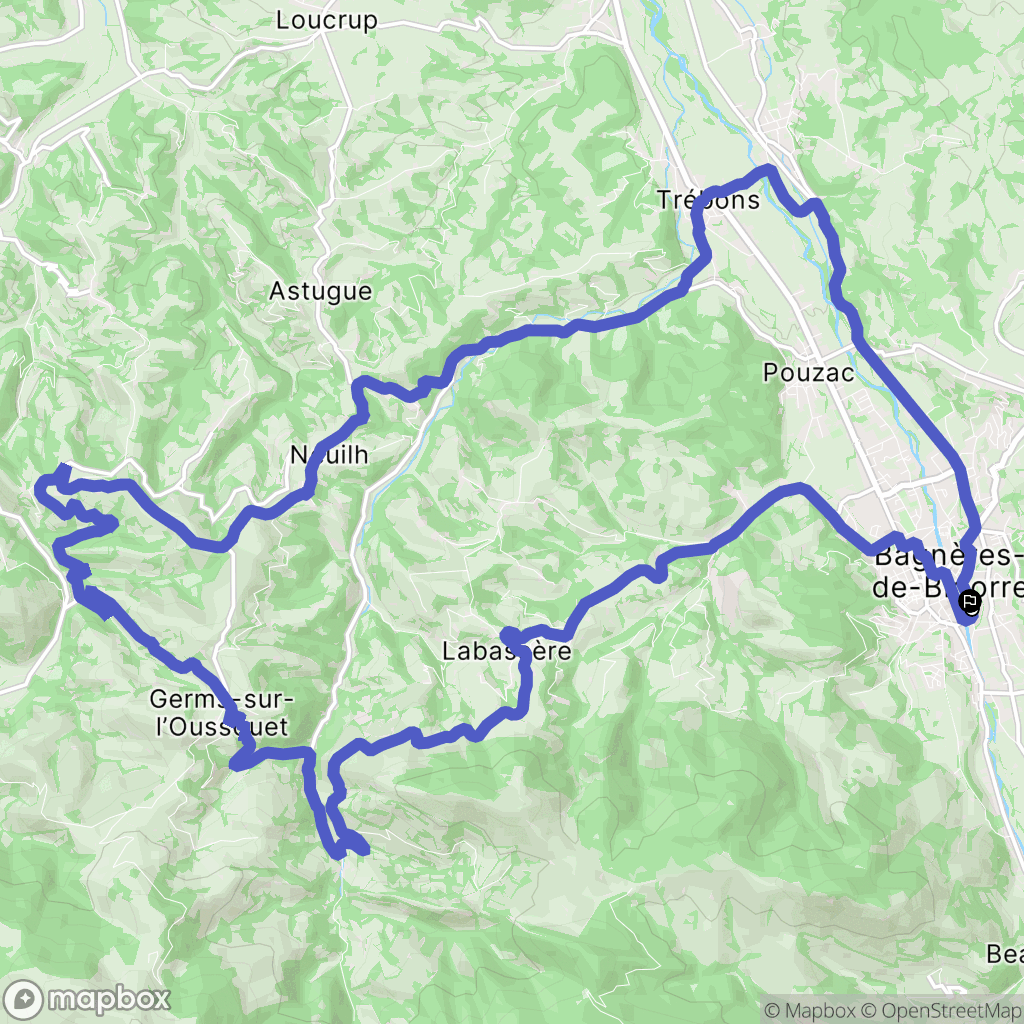 Bagnères-de-Bigorre : carte du parcours de randonnée - France