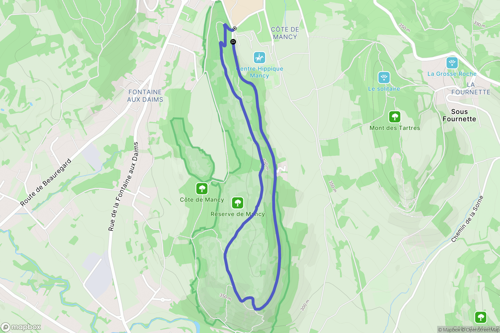 Lons-le-Saunier : carte du parcours de randonnée - France