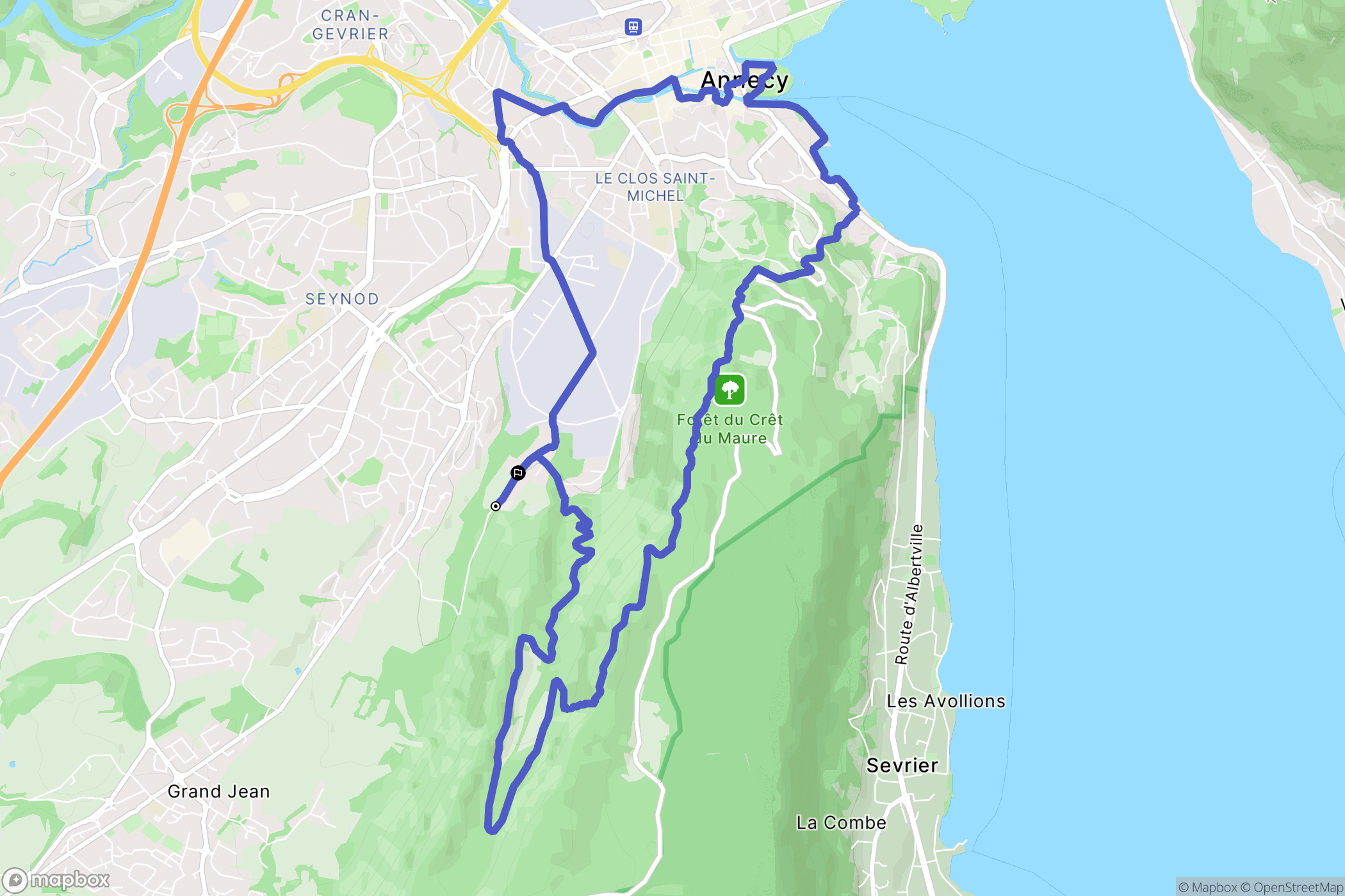 Annecy : carte du parcours de randonnée - France