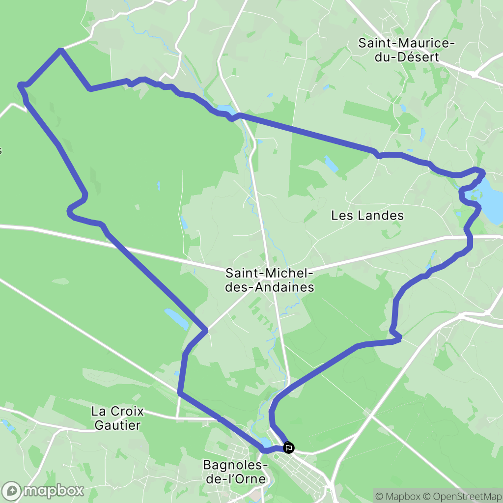 Bagnoles de l'Orne Normandie : carte du parcours de randonnée - France