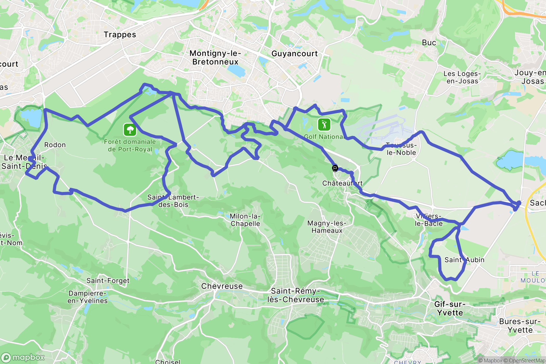Châteaufort : carte du parcours de randonnée - France