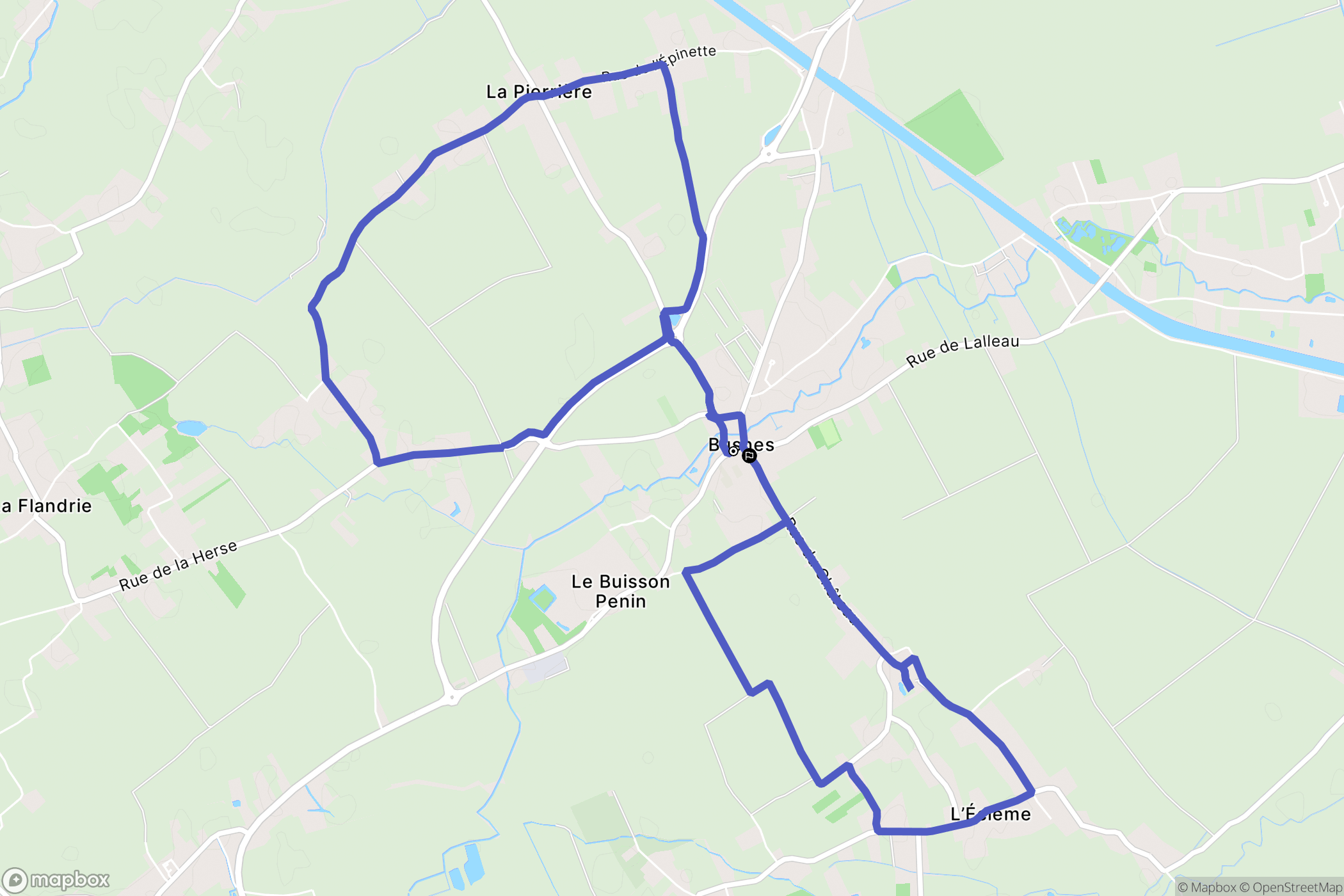Busnes : carte du parcours de randonnée - France