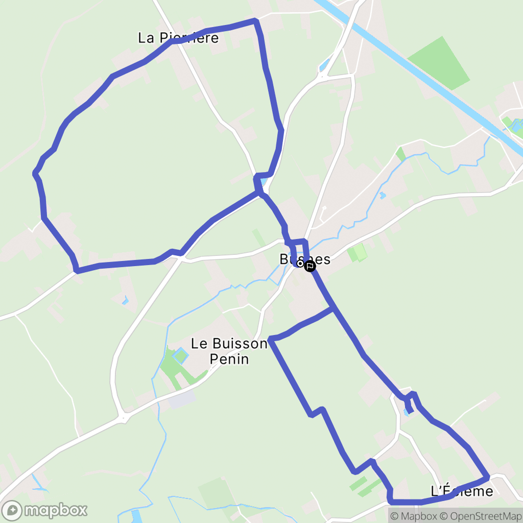 Busnes : carte du parcours de randonnée - France
