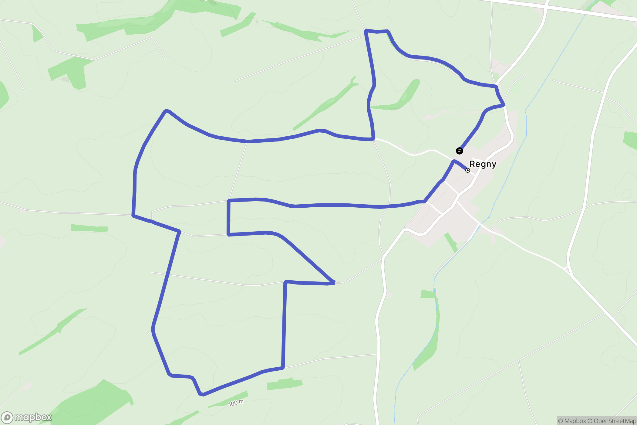 Regny : carte du parcours de randonnée - France
