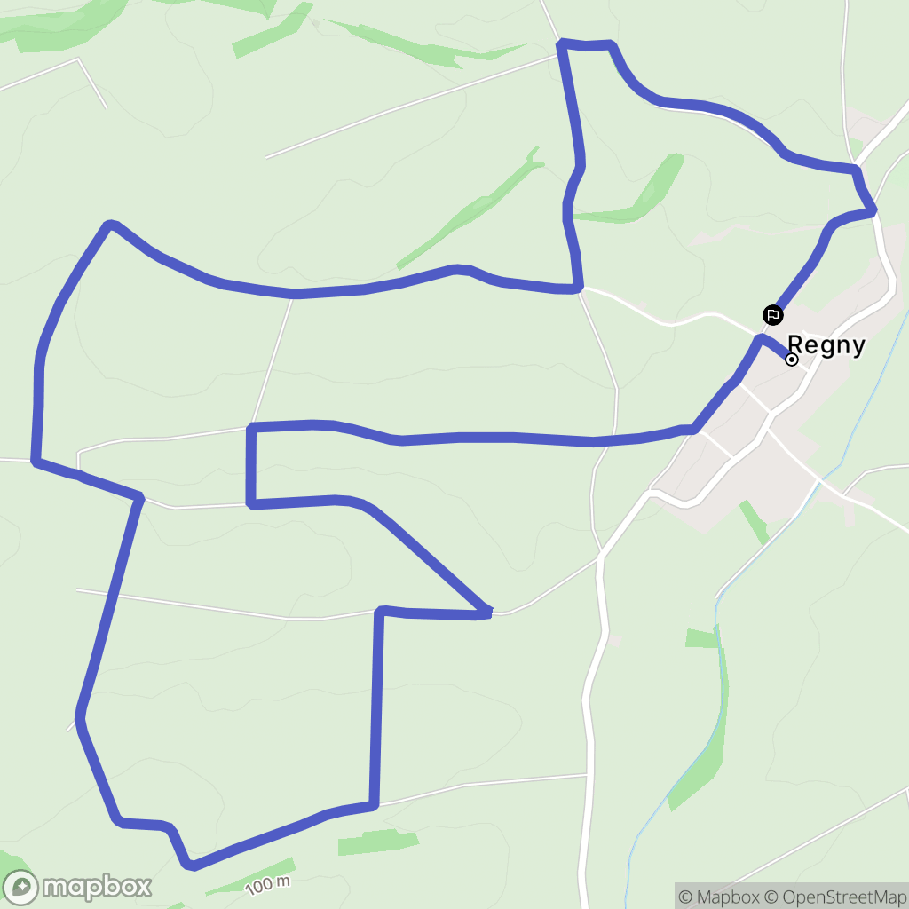 Regny : carte du parcours de randonnée - France