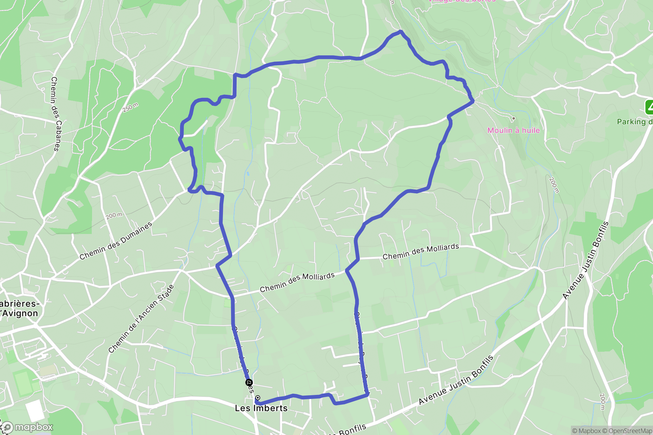 Cabrières-d'Avignon : carte du parcours de randonnée - France
