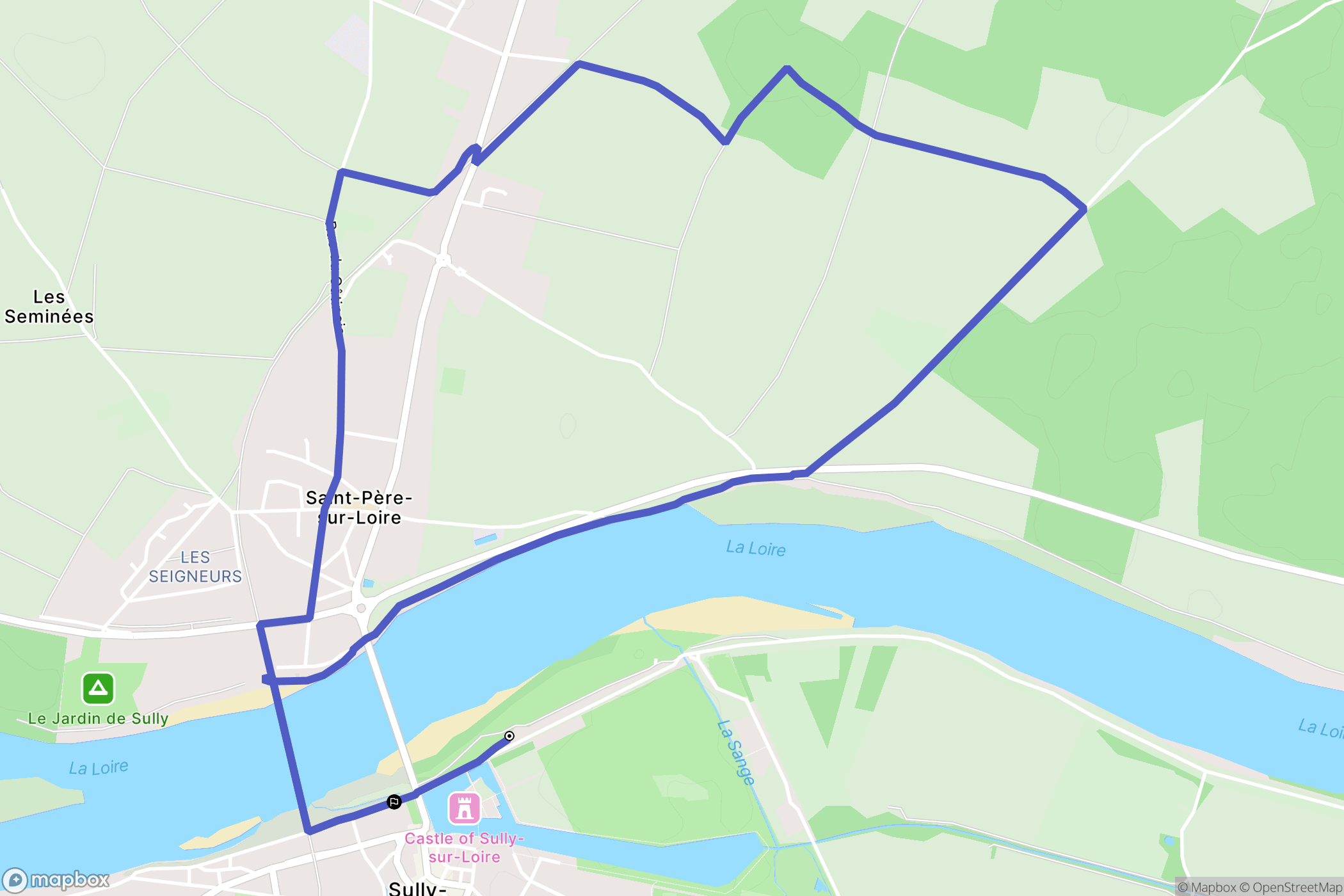 Sully-sur-Loire : carte du parcours de randonnée - France