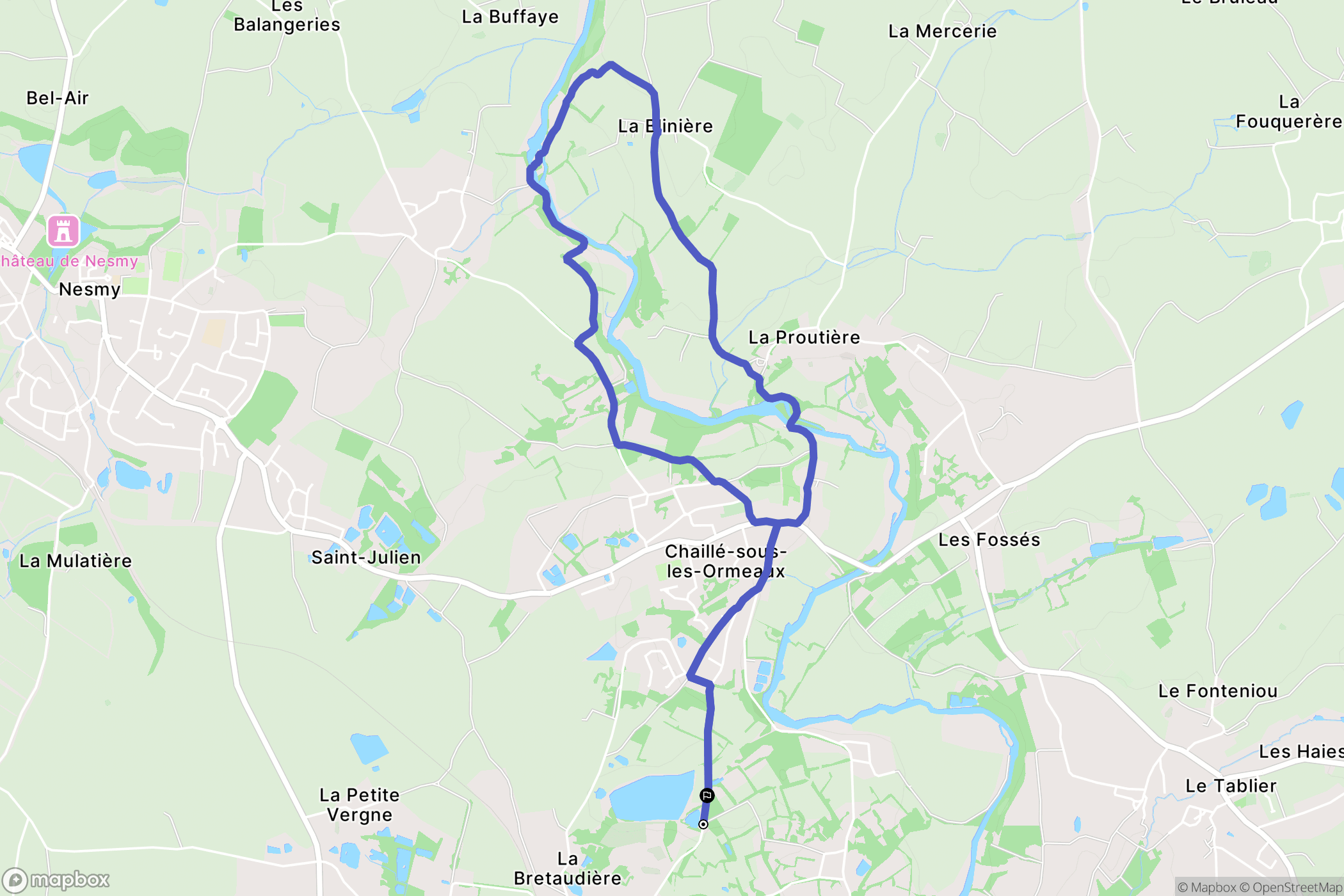 Rives de l'Yon : carte du parcours de randonnée - France