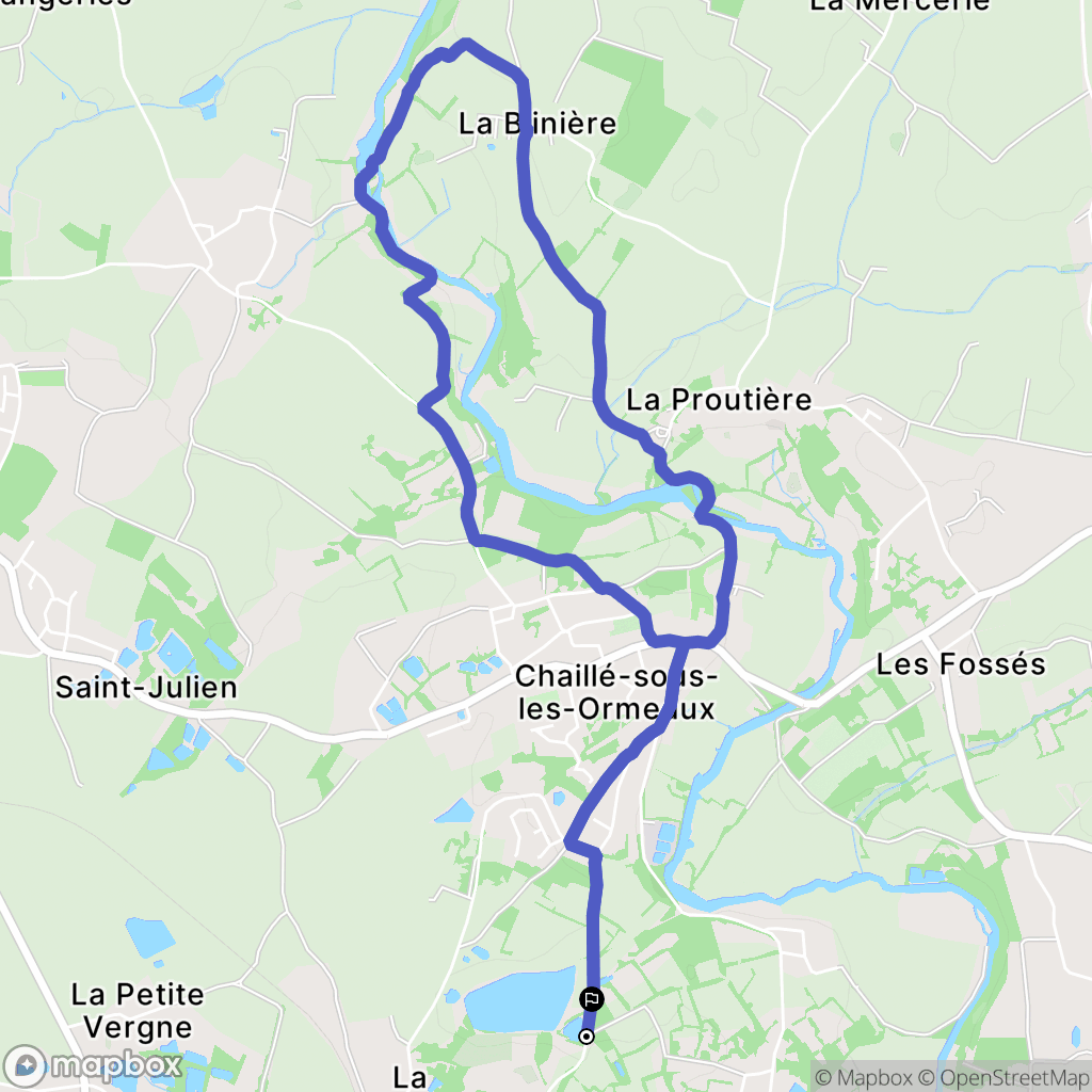 Rives de l'Yon : carte du parcours de randonnée - France