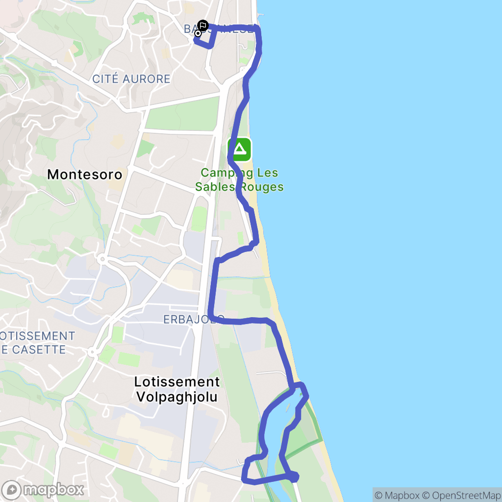 Bastia : carte du parcours de randonnée - France