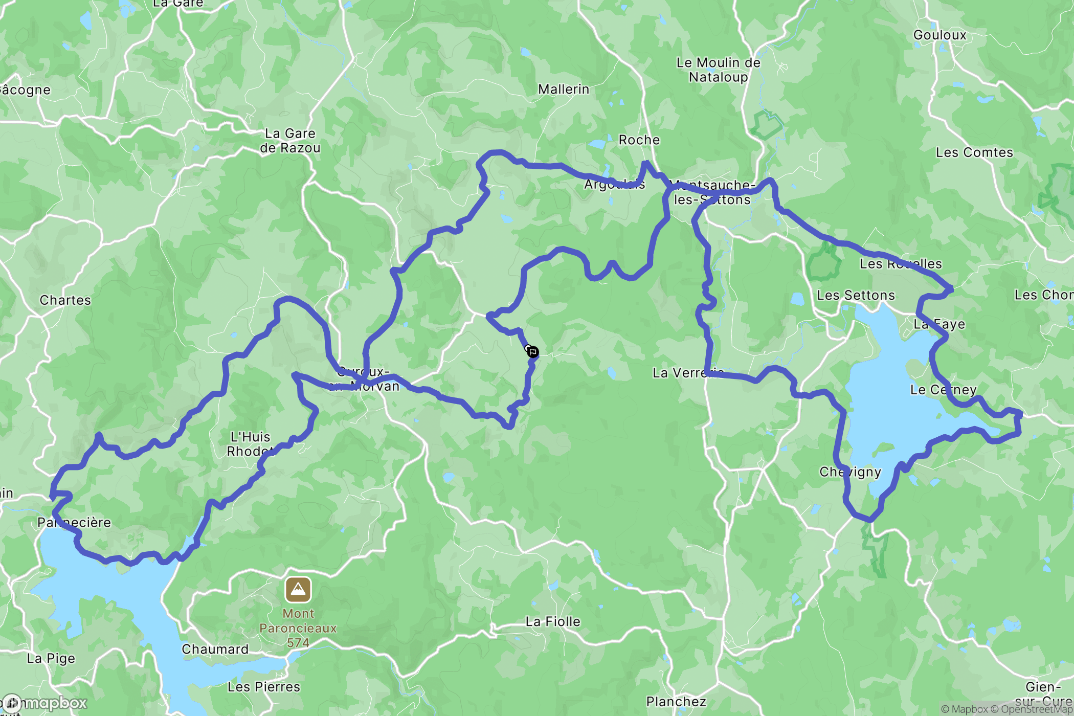 Ouroux-en-Morvan : carte du parcours de randonnée - France