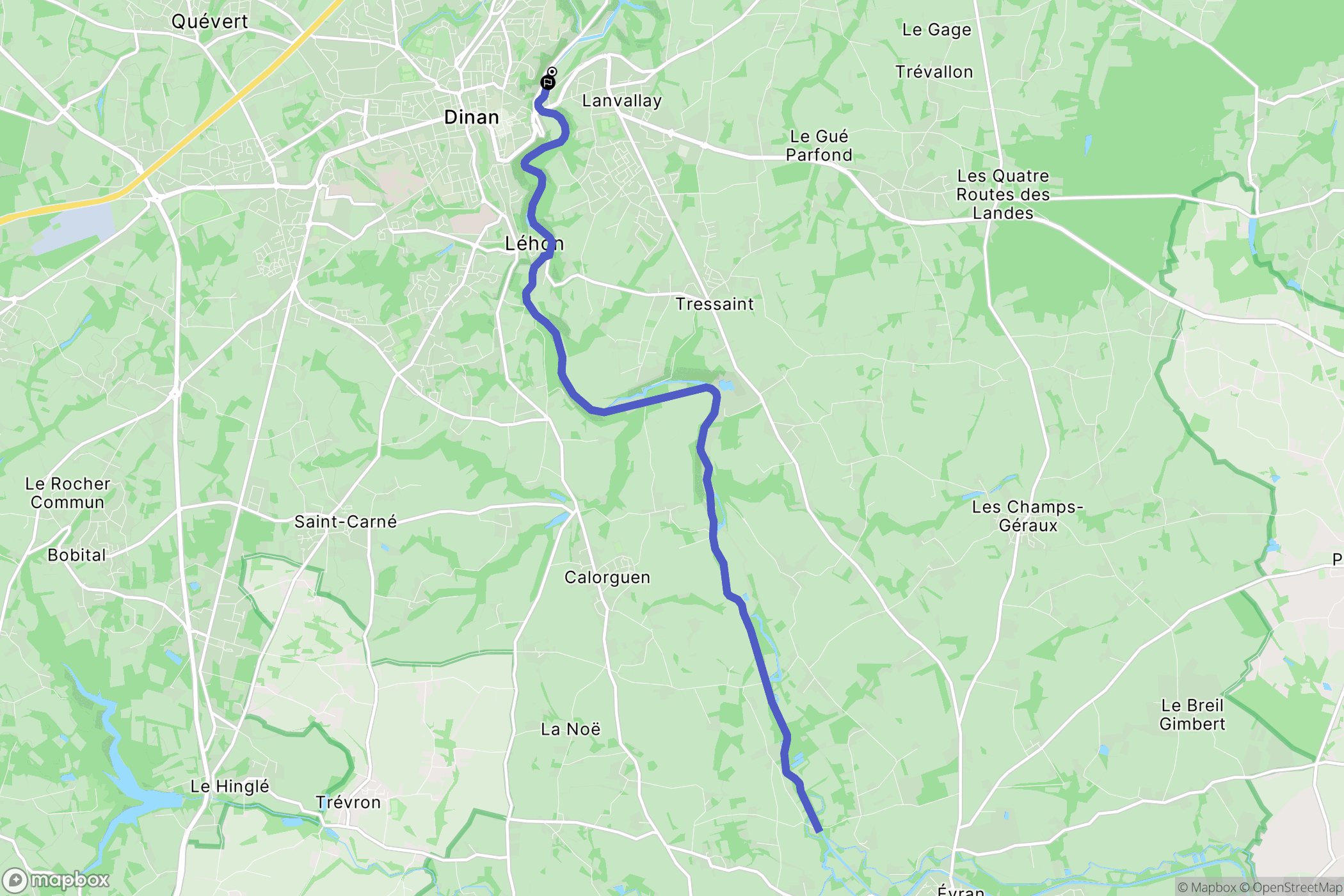 Dinan : carte du parcours de randonnée - France