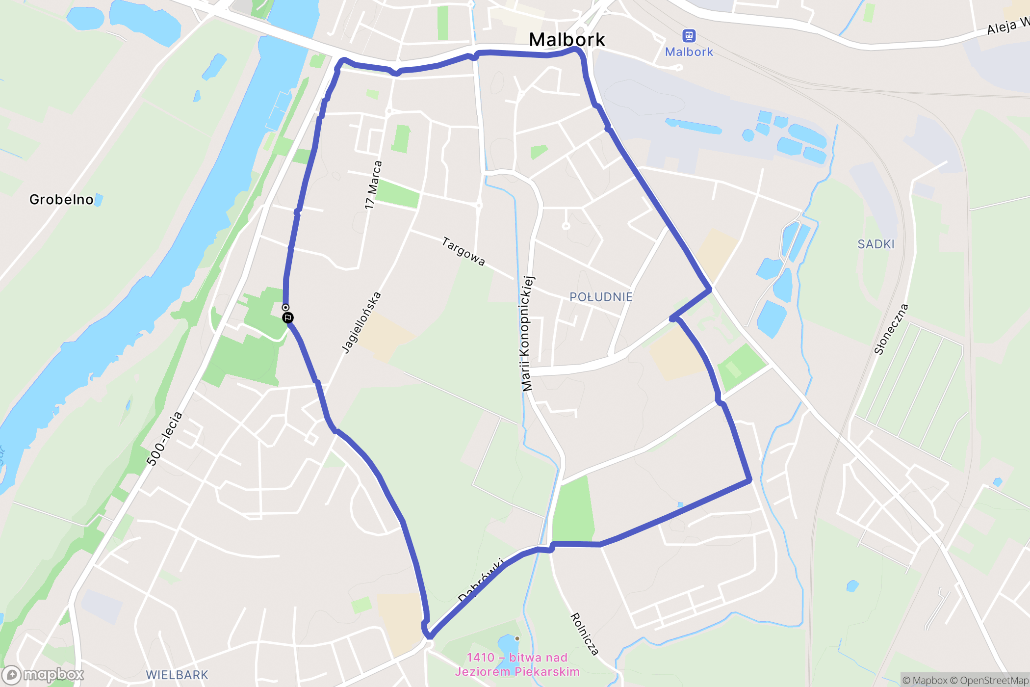 Malbork: mapa trasy - Poland