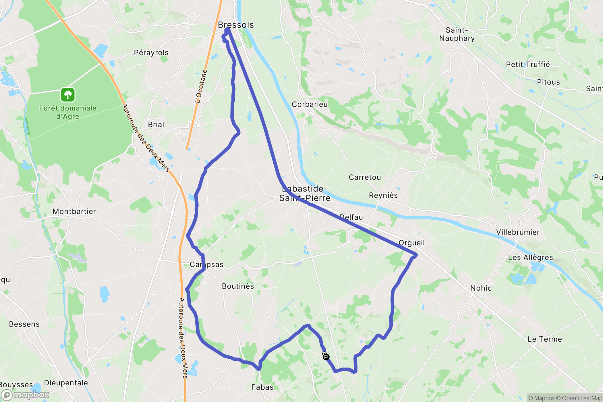 Fronton : carte du parcours de randonnée - France