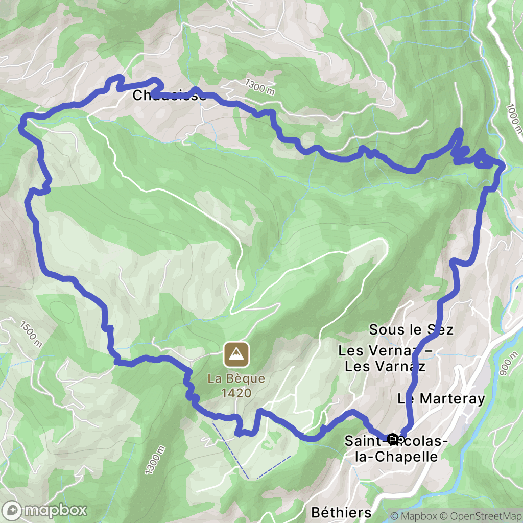Saint-Nicolas-la-Chapelle : carte du parcours de randonnée - France