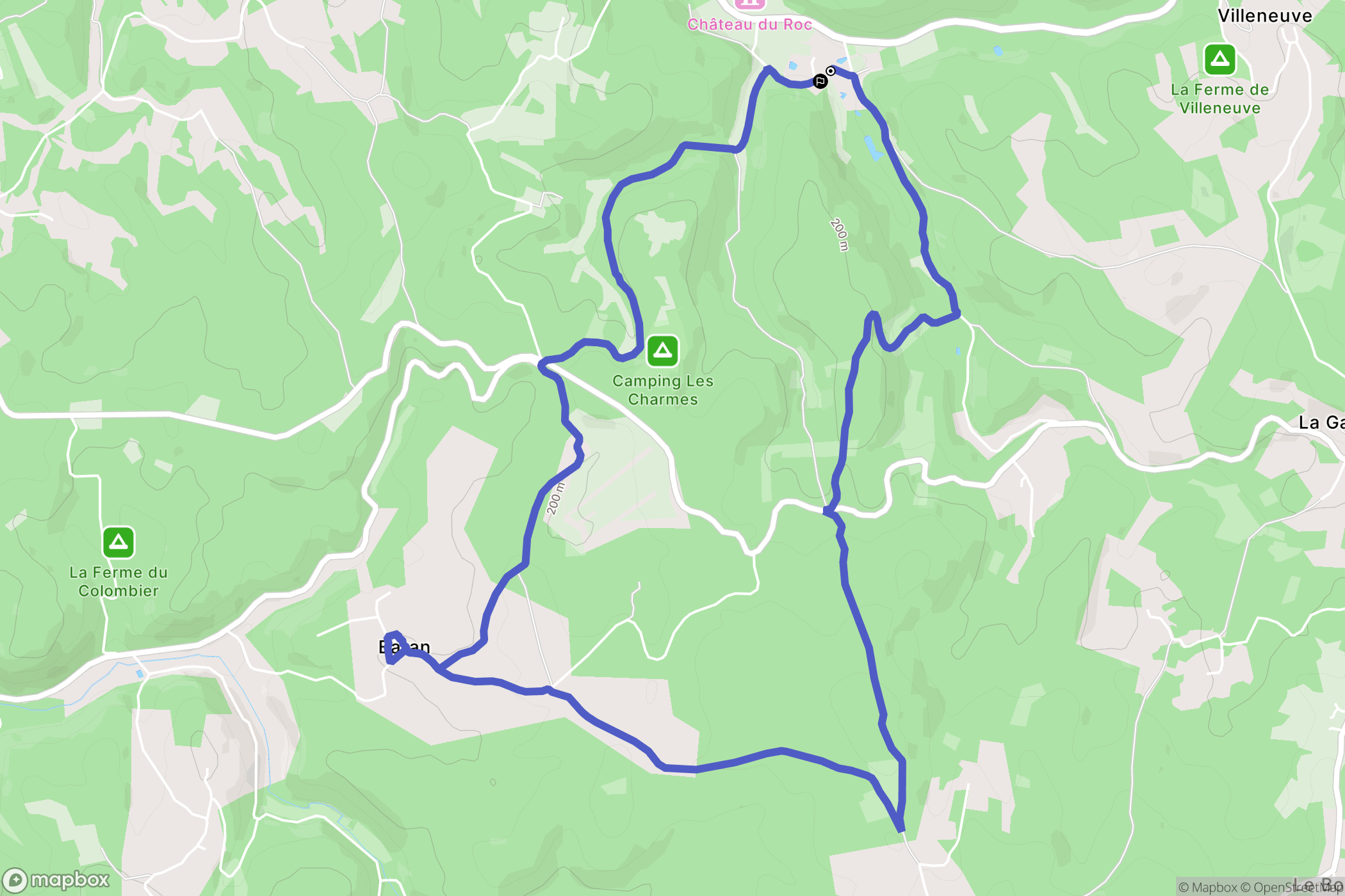 Saint-André-d'Allas : carte du parcours de randonnée - France