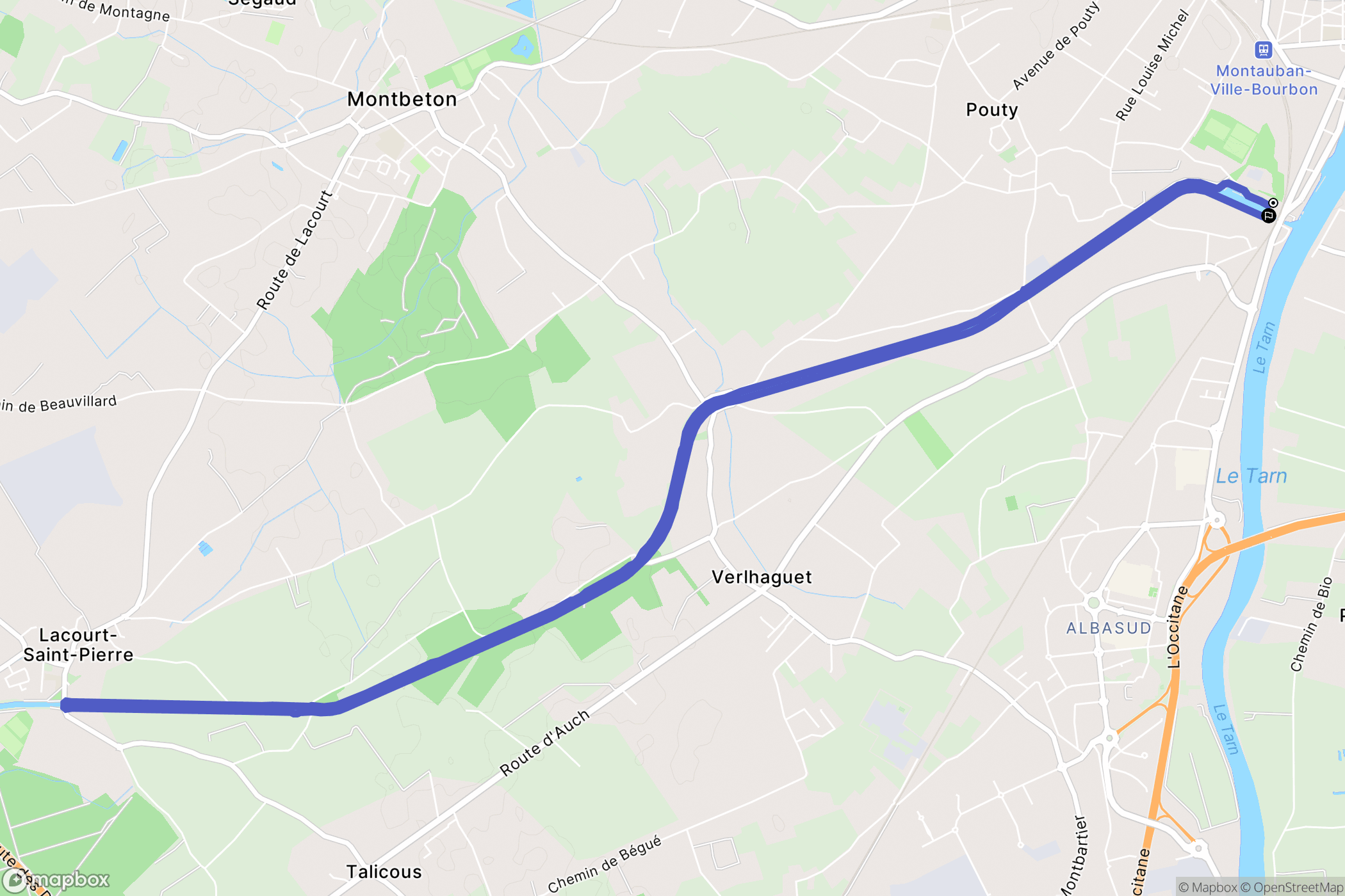 Montauban : carte du parcours de randonnée - France