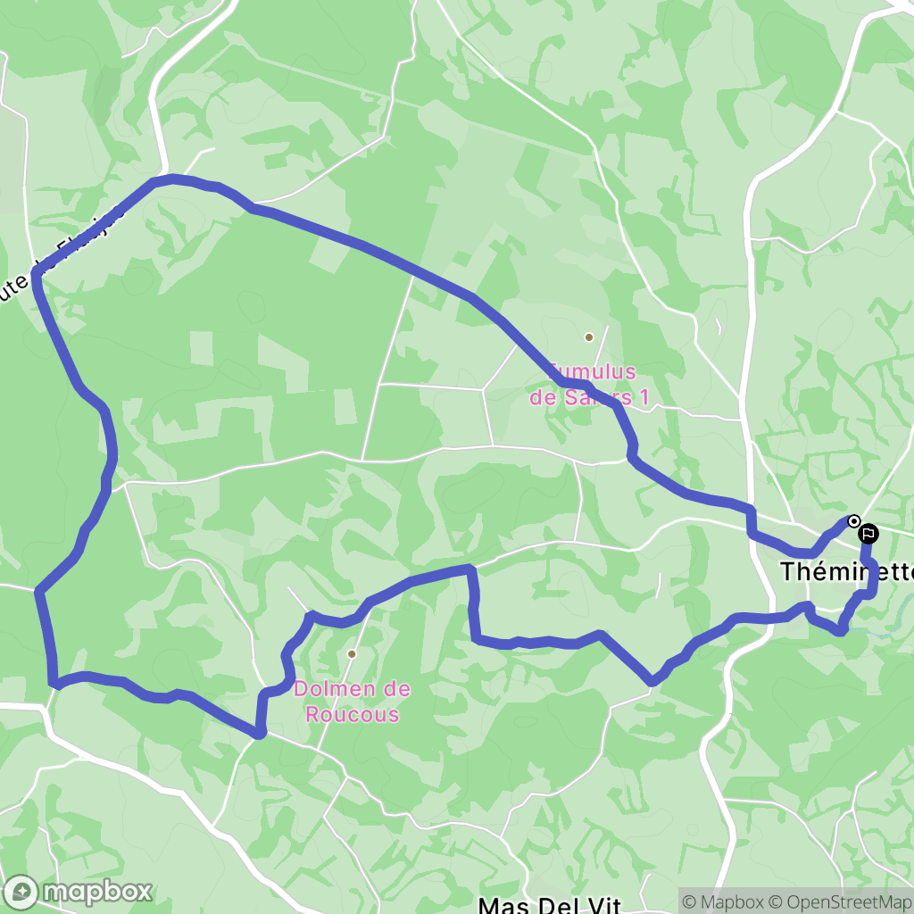 Théminettes : carte du parcours de randonnée - France