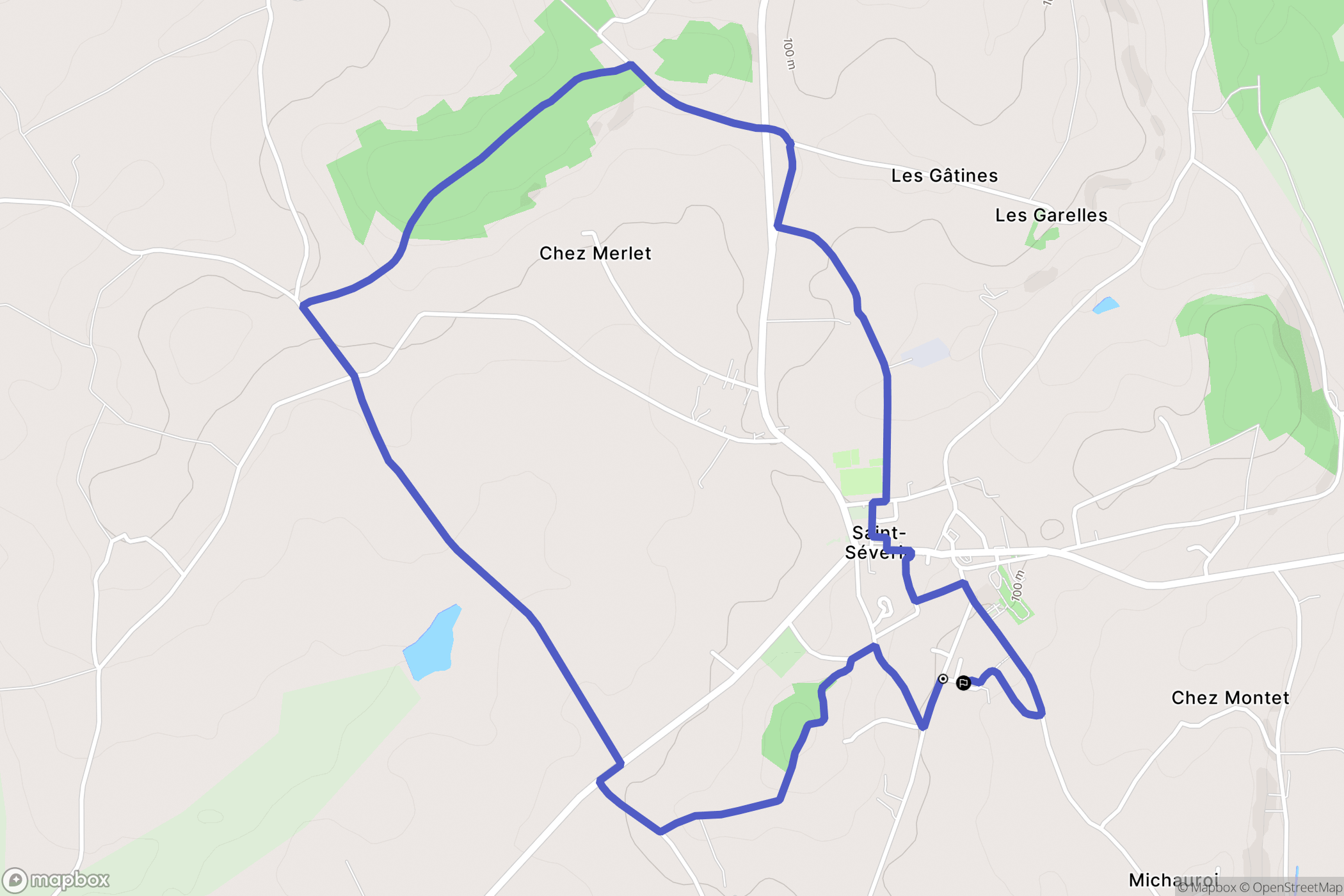 Saint-Séverin : carte du parcours de randonnée - France