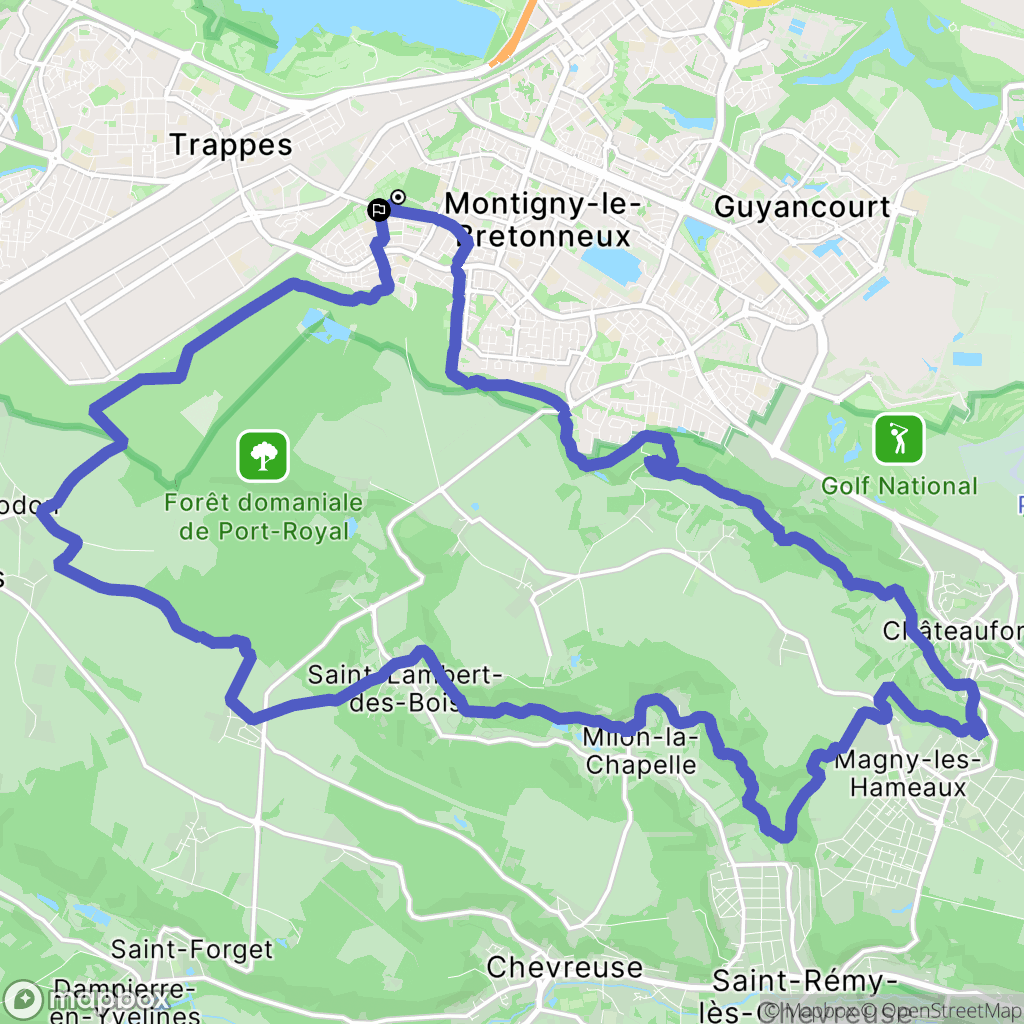 Montigny-le-Bretonneux : carte du parcours de randonnée - France