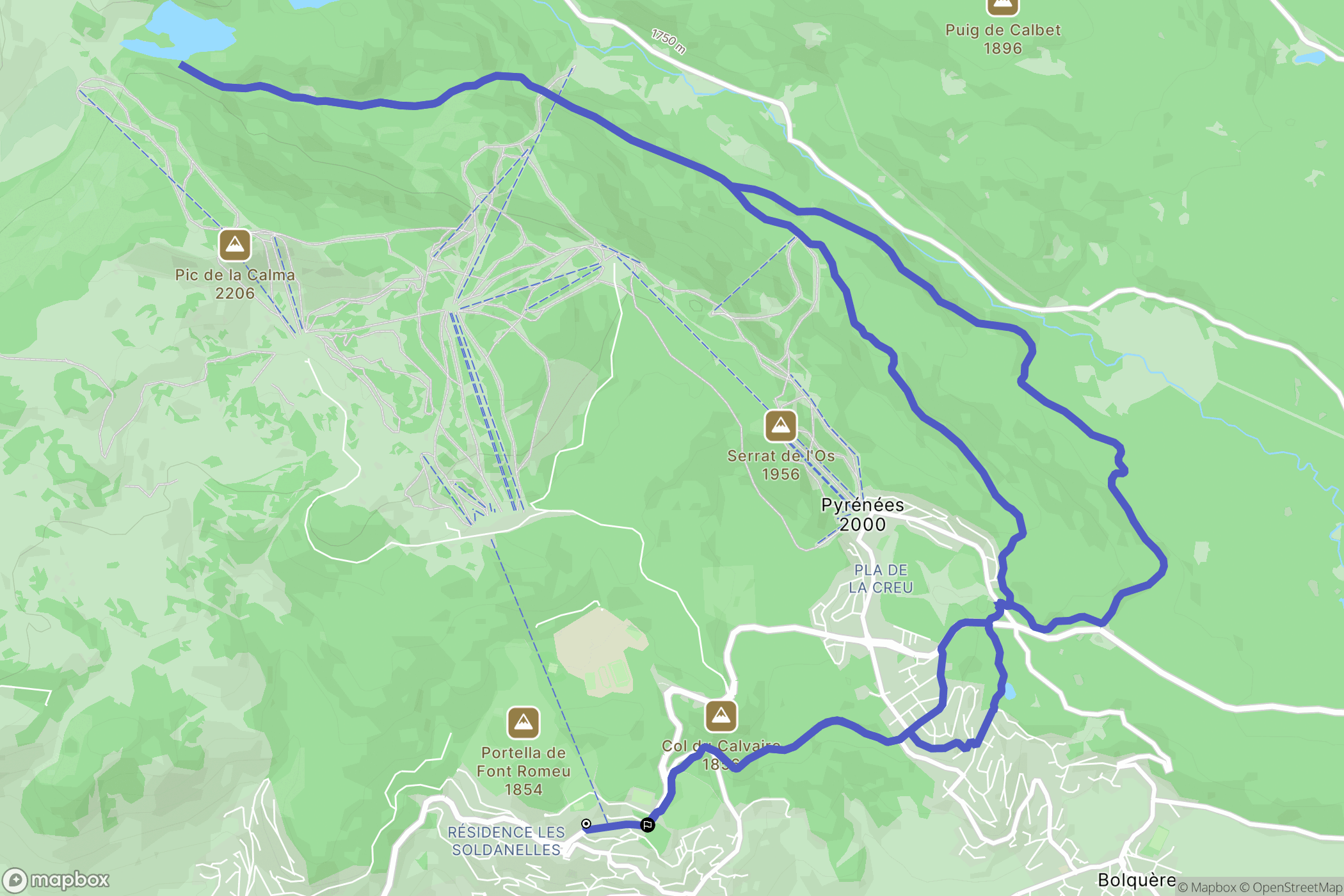 Font-Romeu-Odeillo-Via : carte du parcours de randonnée - France
