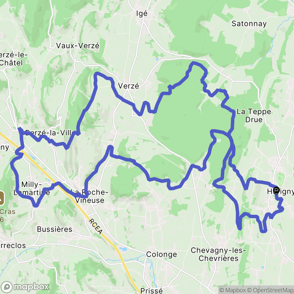 Hurigny : carte du parcours de randonnée - France