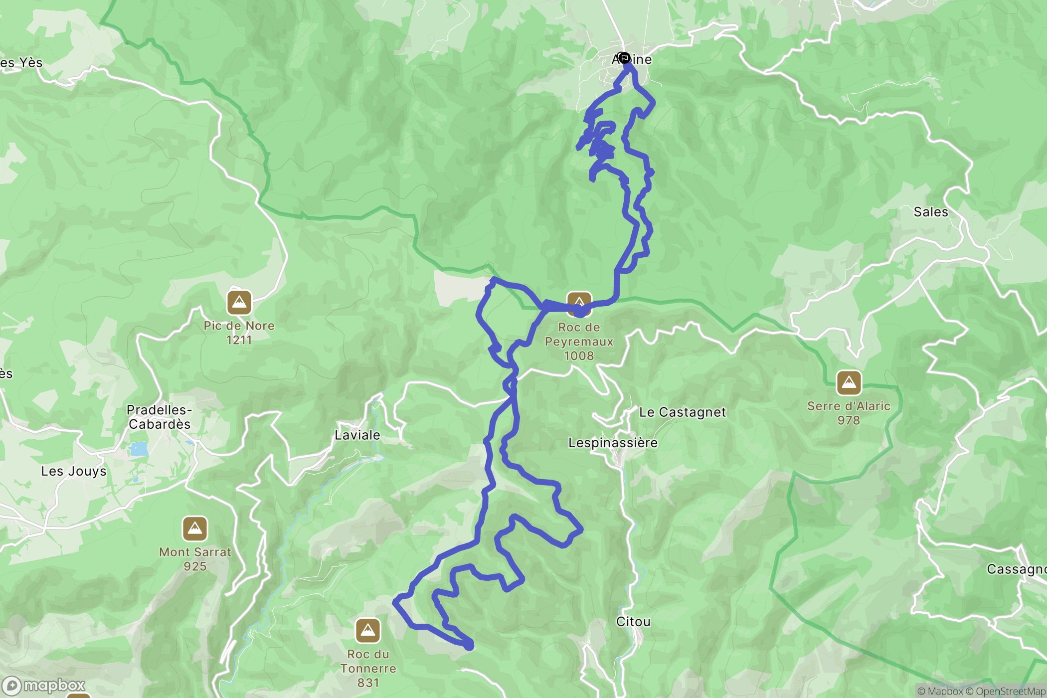 Albine : carte du parcours de randonnée - France