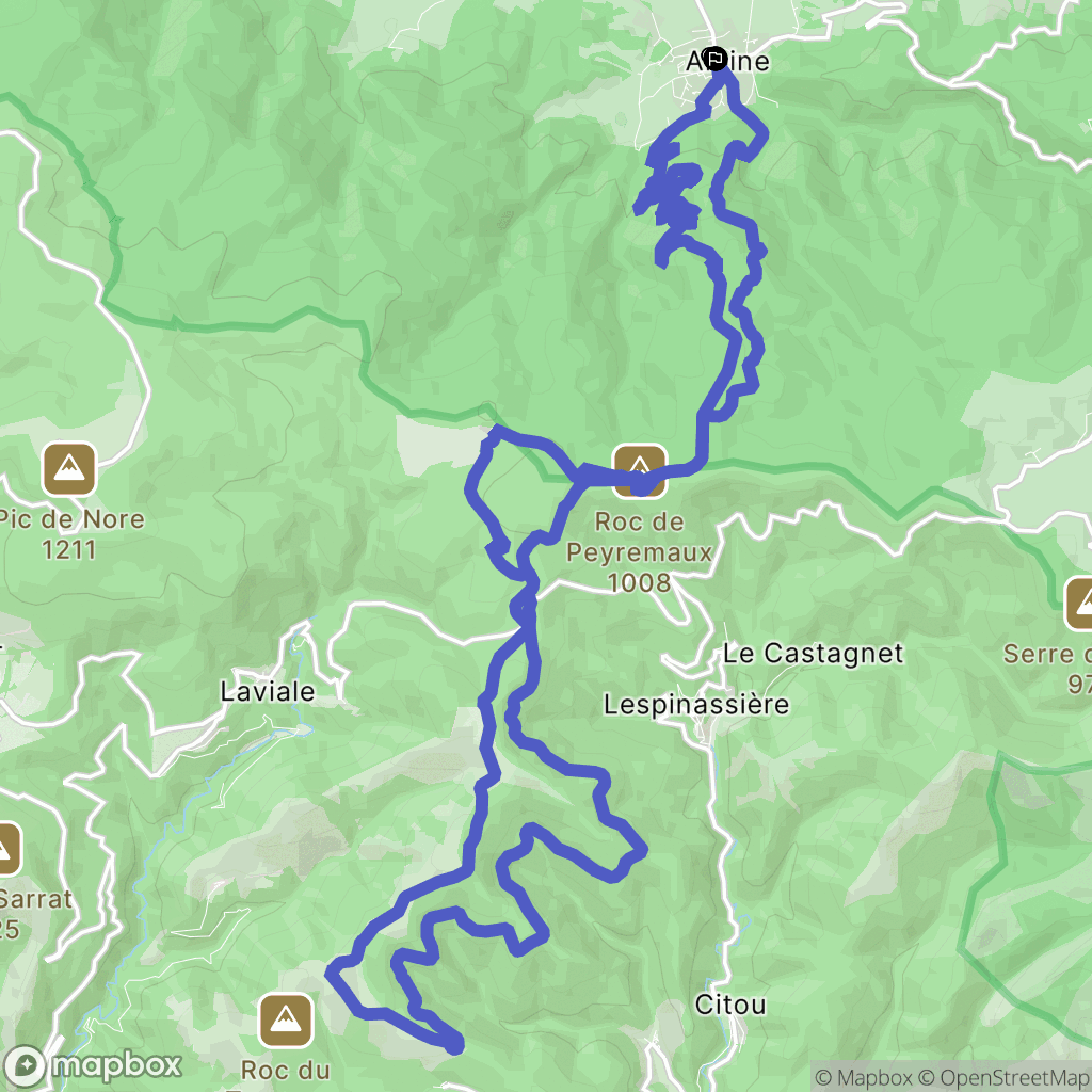 Albine : carte du parcours de randonnée - France