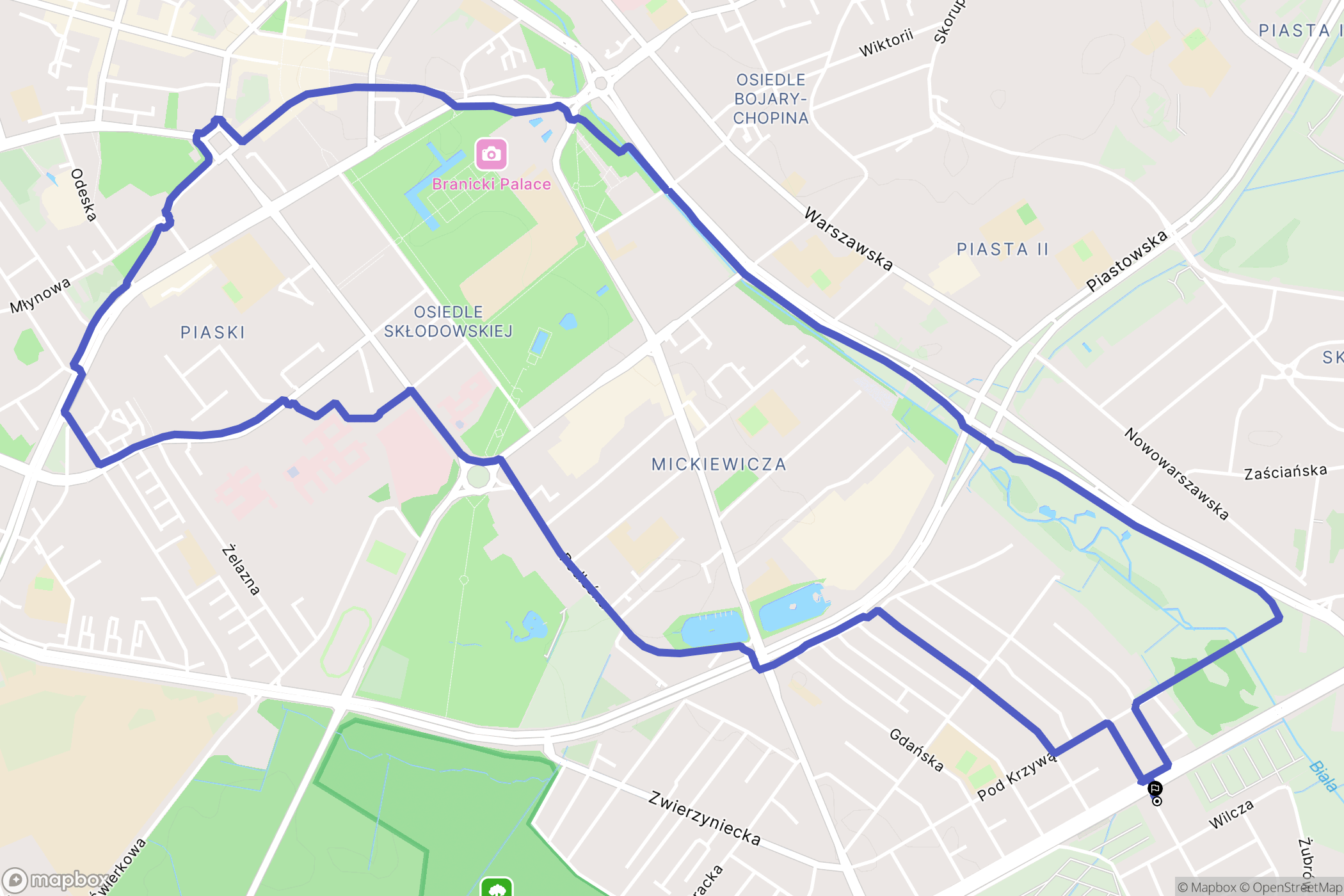 Białystok: mapa trasy - Poland