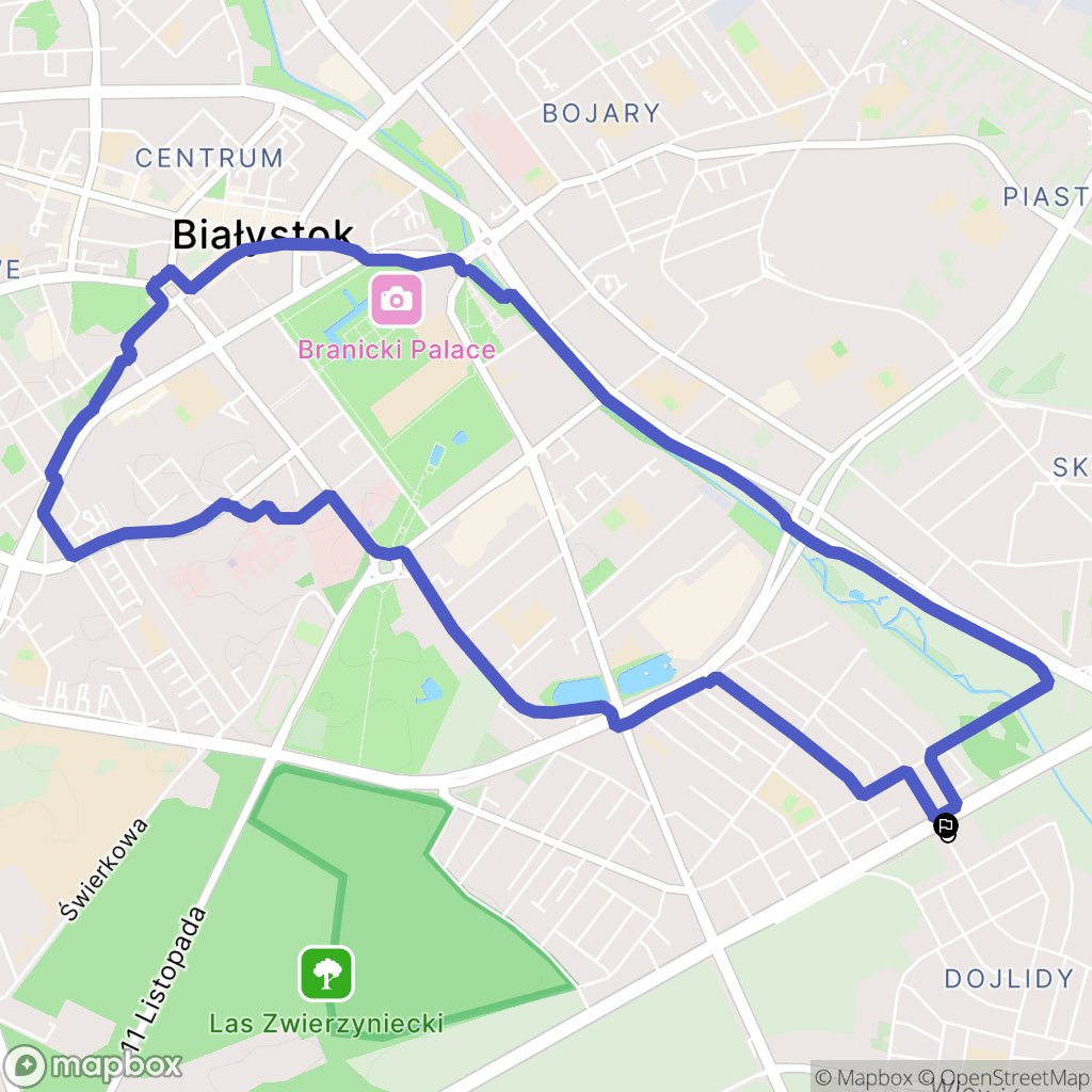 Białystok: mapa trasy - Poland