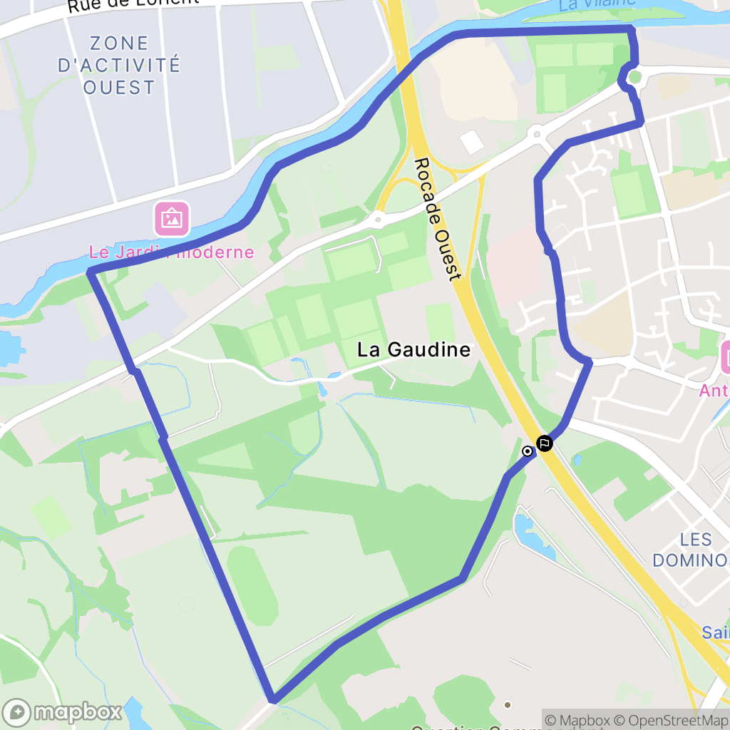 Rennes : carte du parcours de randonnée - France