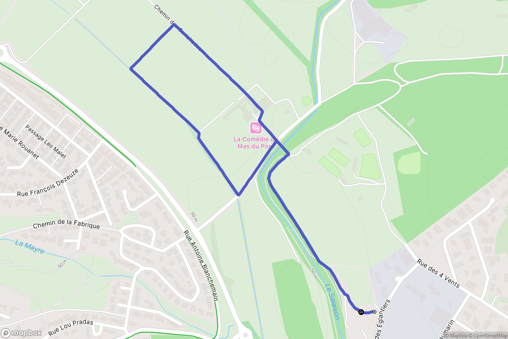 Le Crès : carte du parcours de randonnée - France