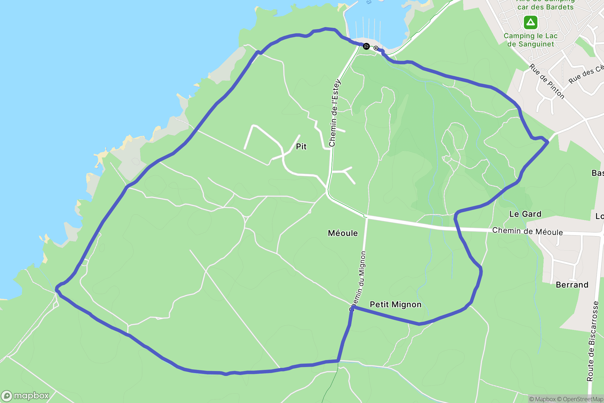 Sanguinet : carte du parcours de randonnée - France