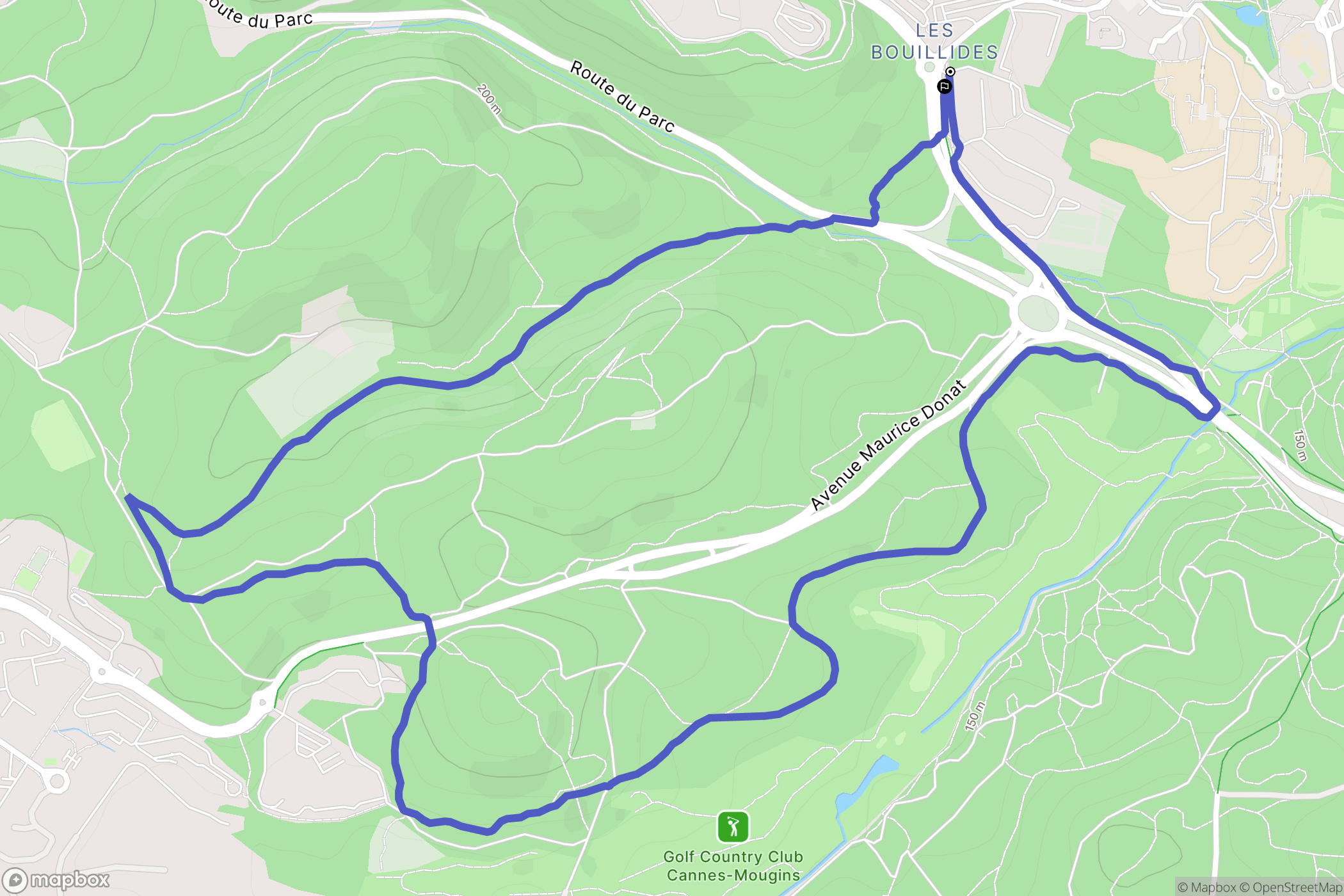 Valbonne : carte du parcours de randonnée - France